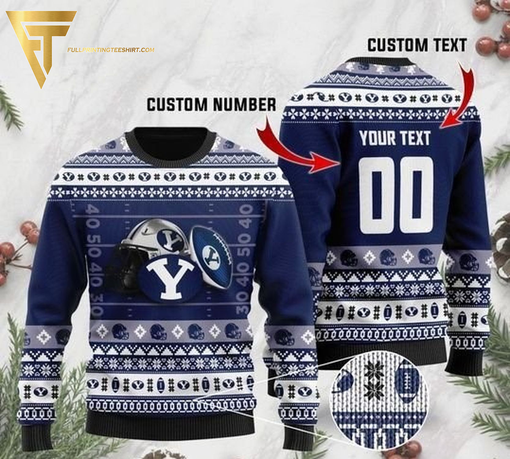 Custom BYU Cougars Football Ugly Christmas Sweater