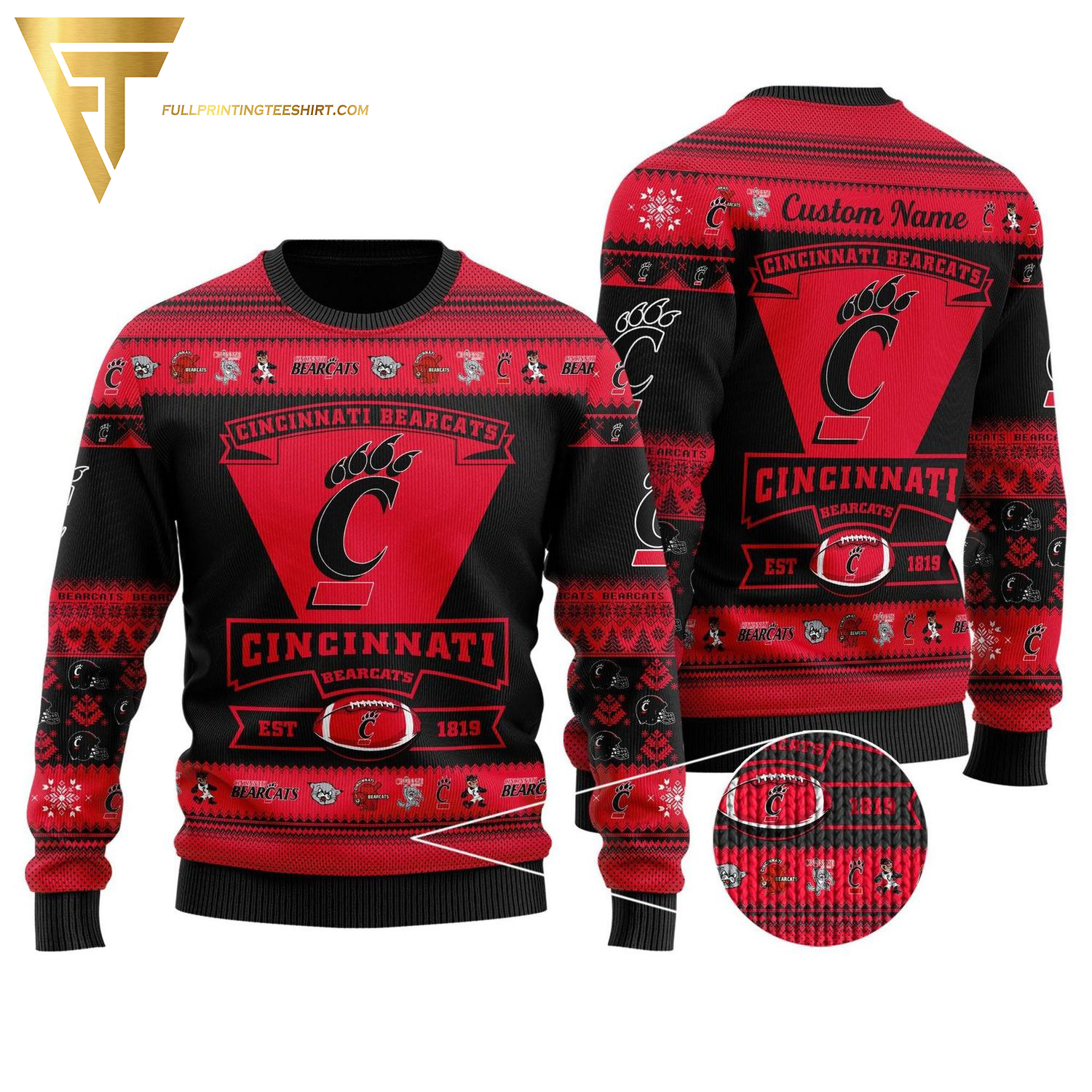 Custom Cincinnati Bearcats Football Ugly Christmas Sweater
