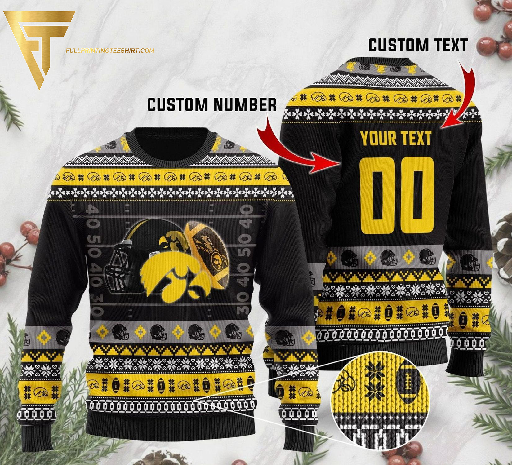 Custom Iowa Hawkeyes College Football Ugly Christmas Sweater