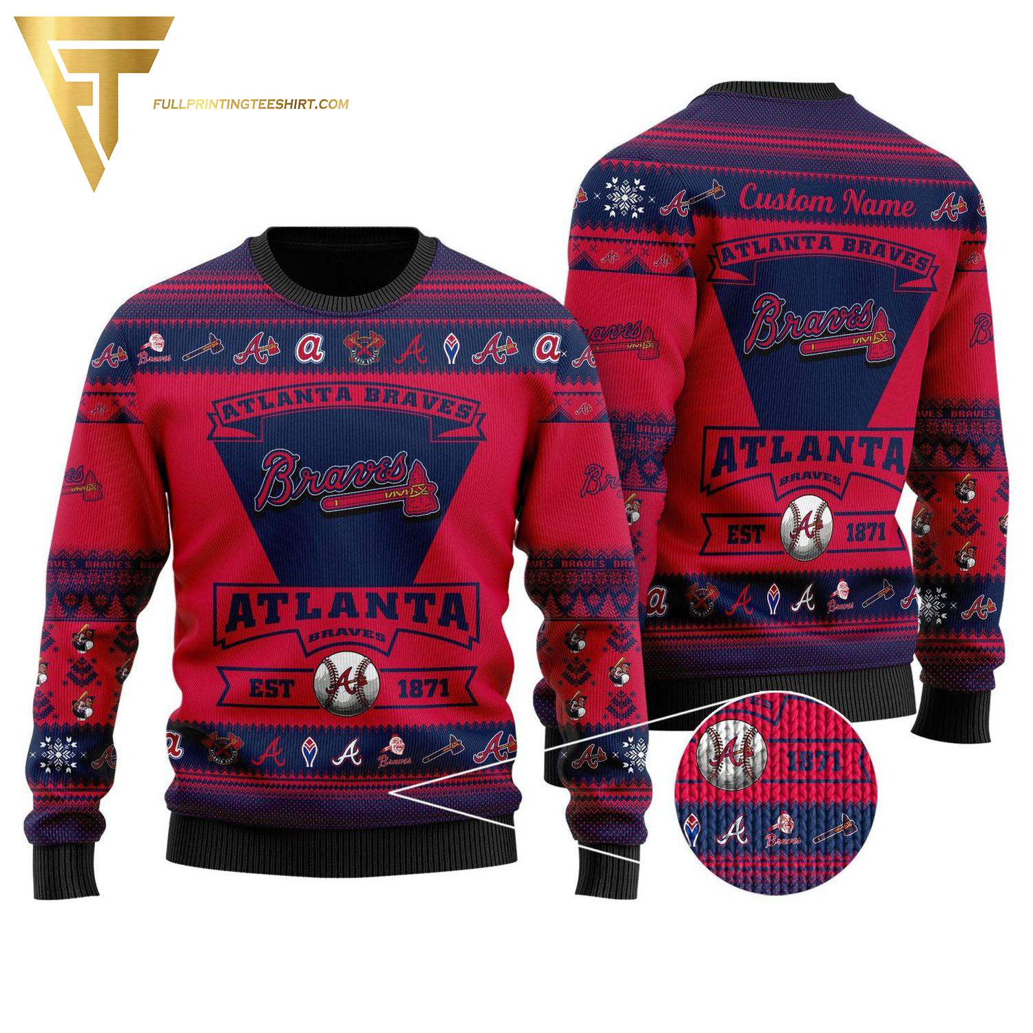 Custom MLB Atlanta Braves Ugly Christmas Sweater