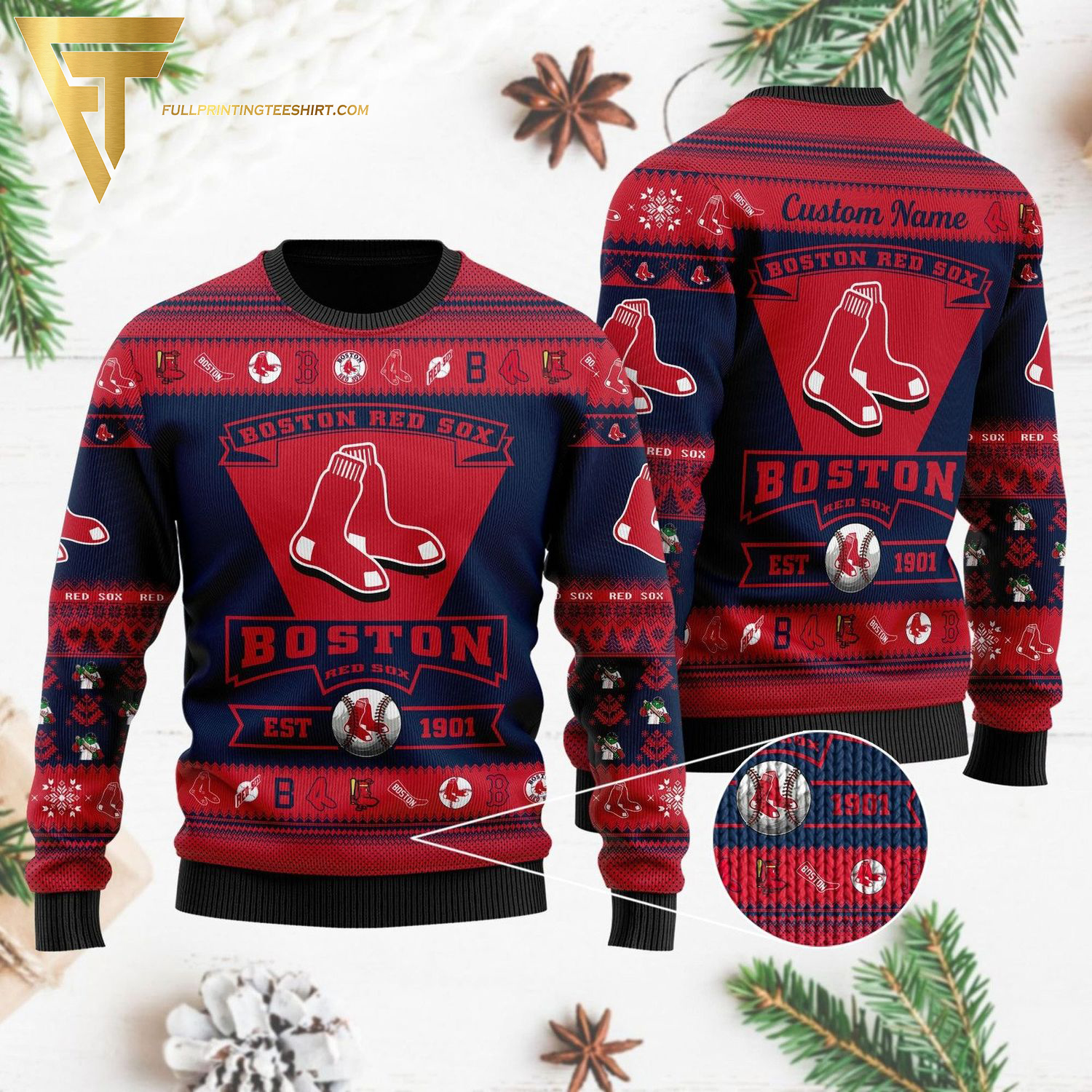 Custom MLB Boston Red Sox Ugly Christmas Sweater