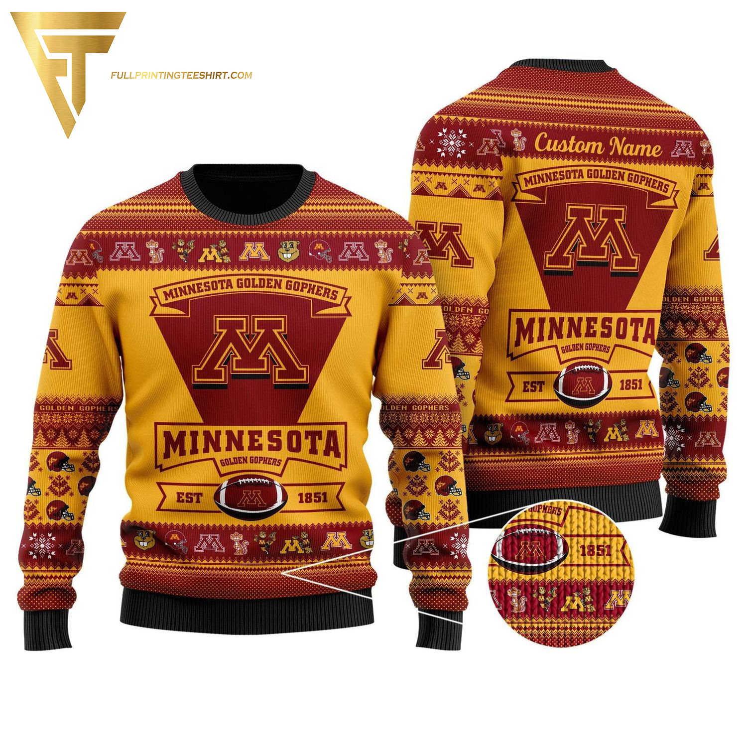 Custom Minnesota Golden Gophers Football Ugly Christmas Sweater