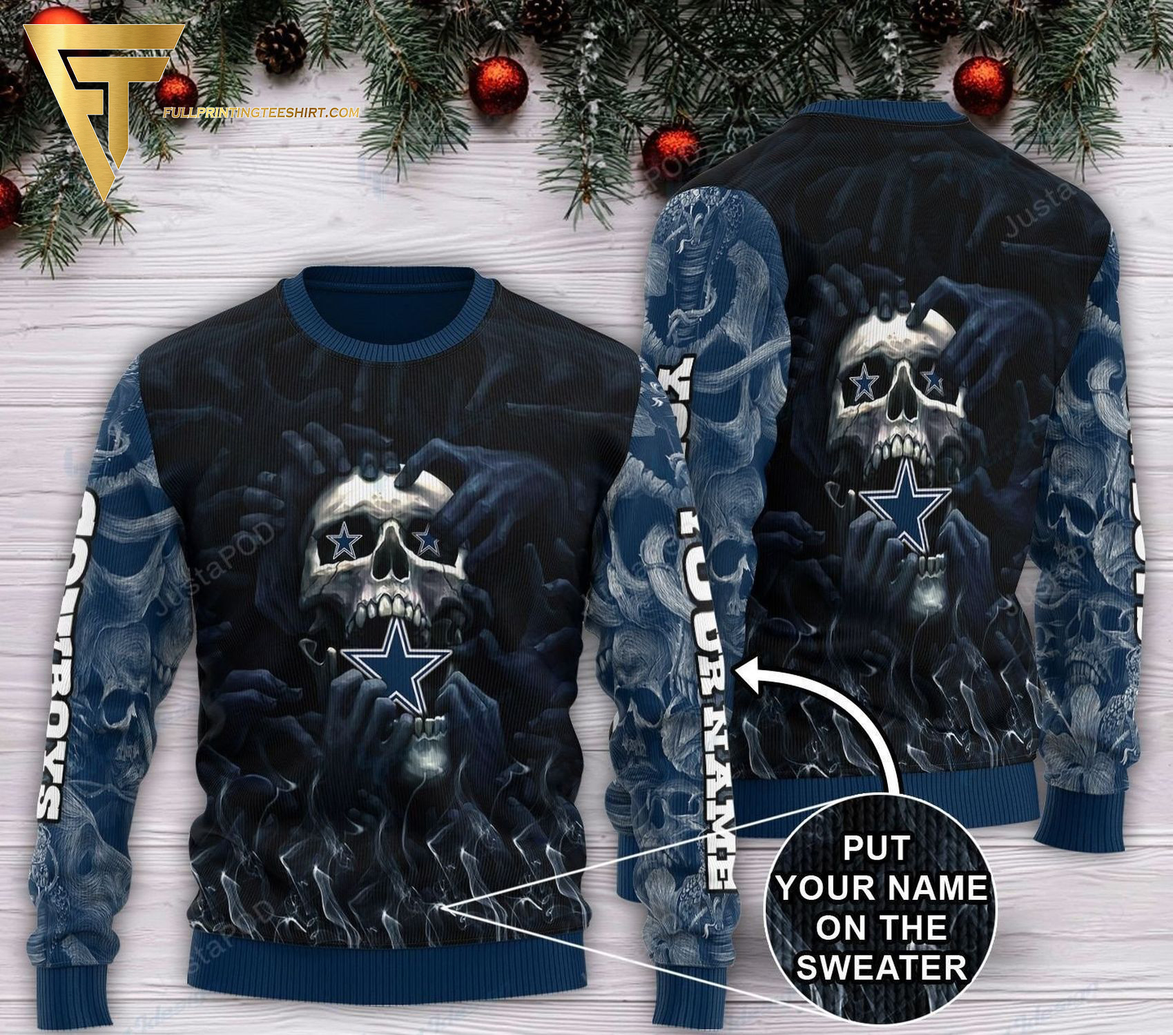 Custom NFL Dallas Cowboys Skull Ugly Christmas Sweater