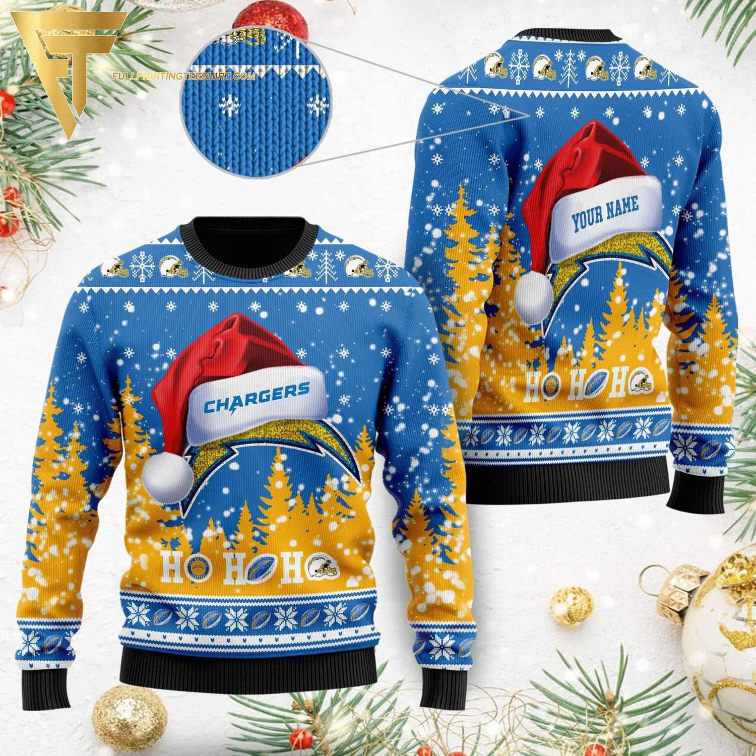 Custom NFL Los Angeles Chargers Ugly Christmas Sweater