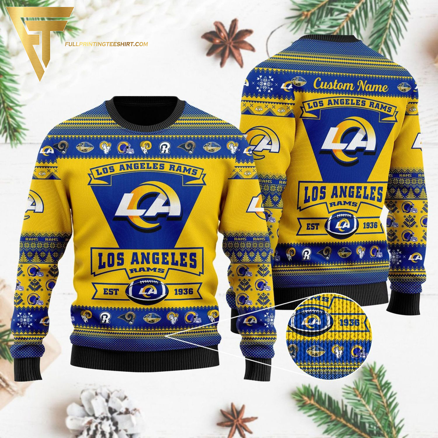 Custom NFL Los Angeles Rams Ugly Christmas Sweater