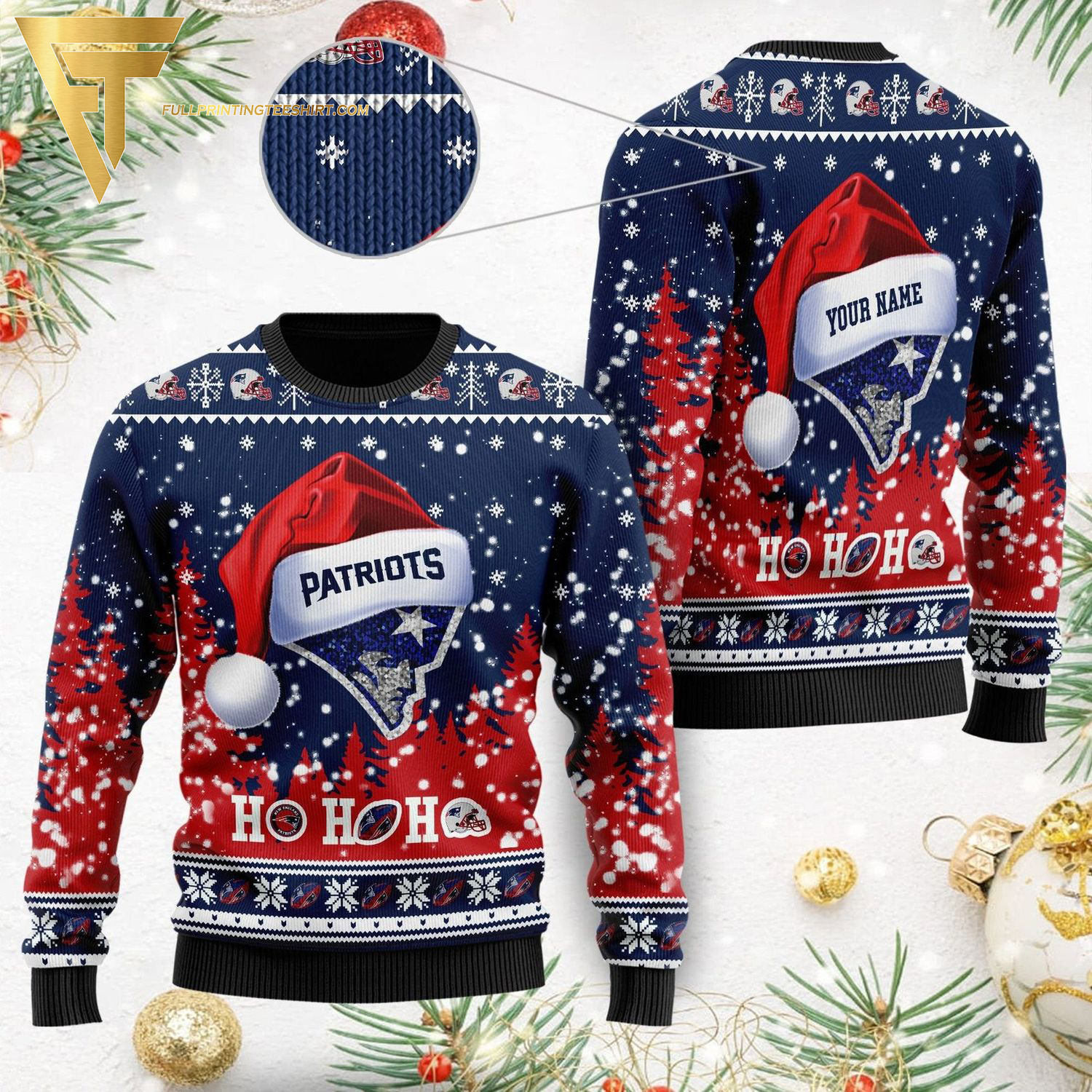 Custom NFL New England Patriots Ugly Christmas Sweater