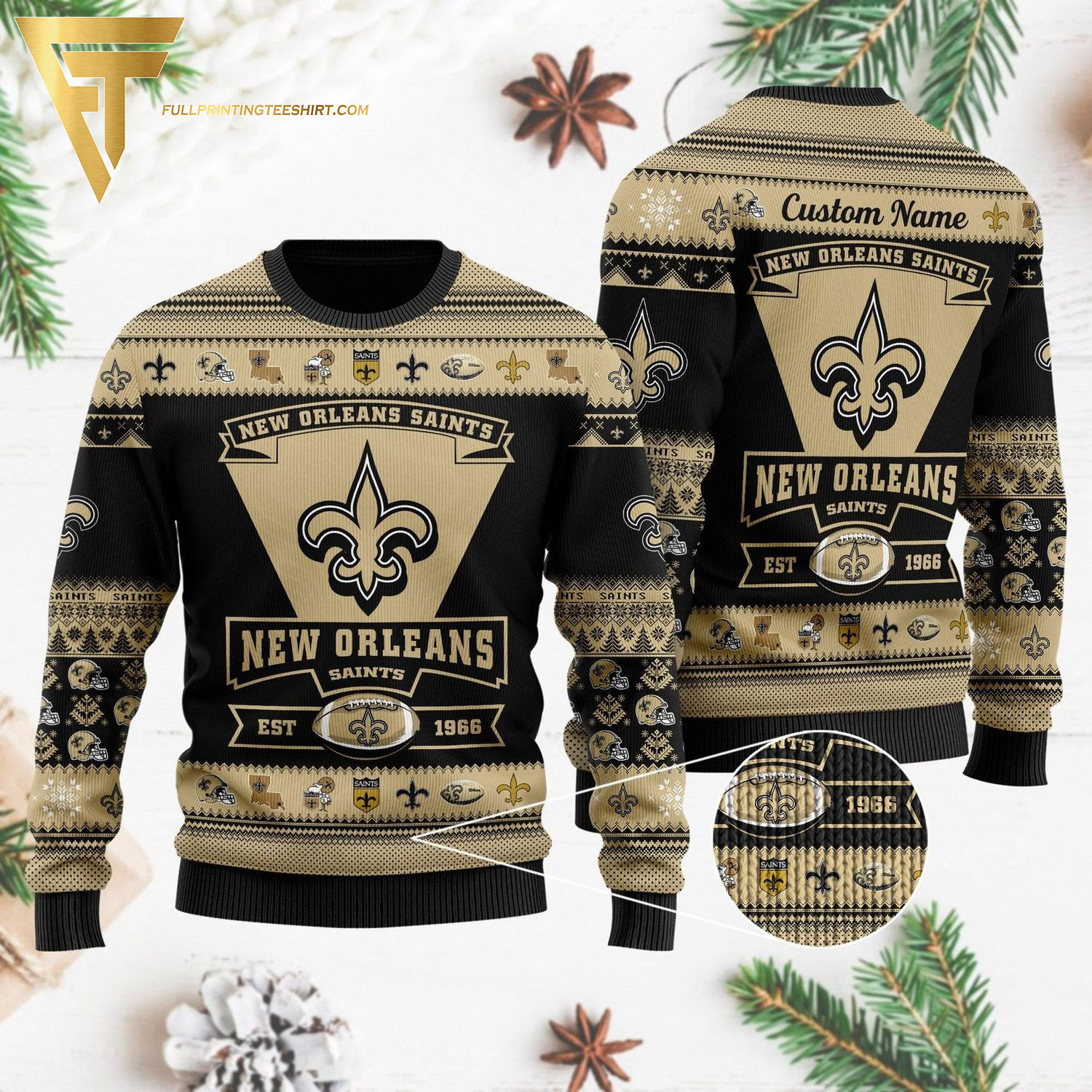 Custom NFL New Orleans Saints Ugly Christmas Sweater