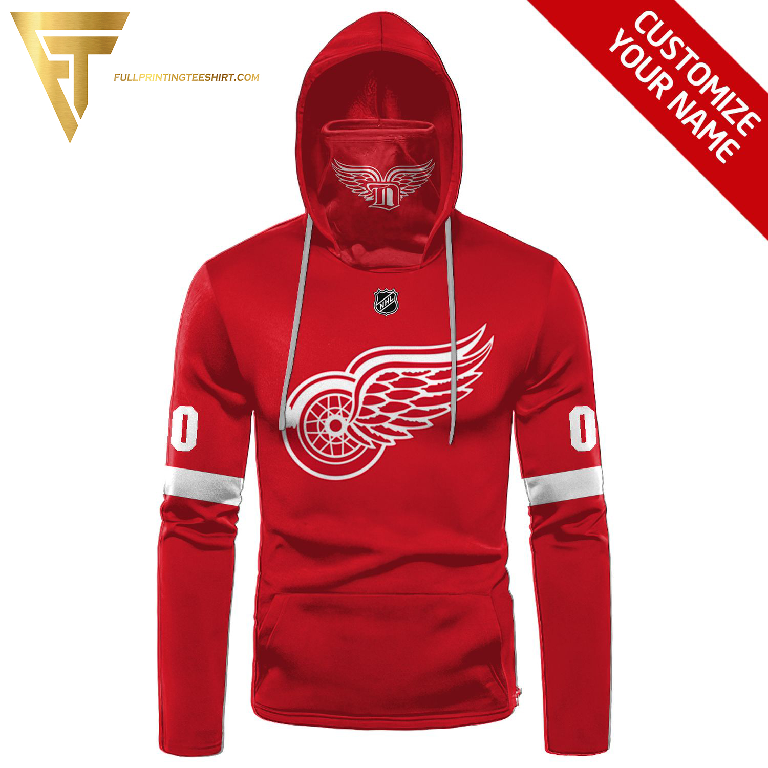 Custom National Hockey League Detroit Red Wings Full Print Shirt