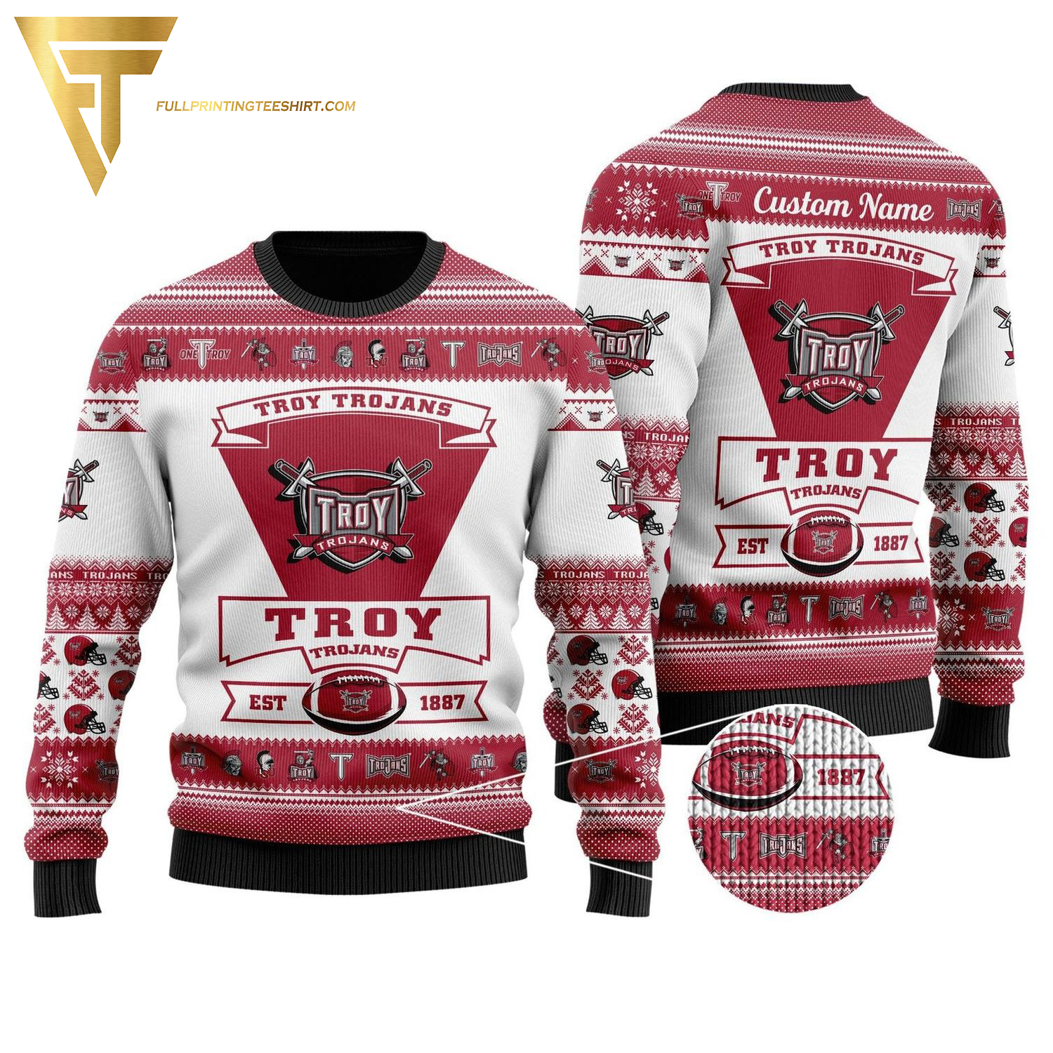 Custom Troy Trojans Football Ugly Christmas Sweater