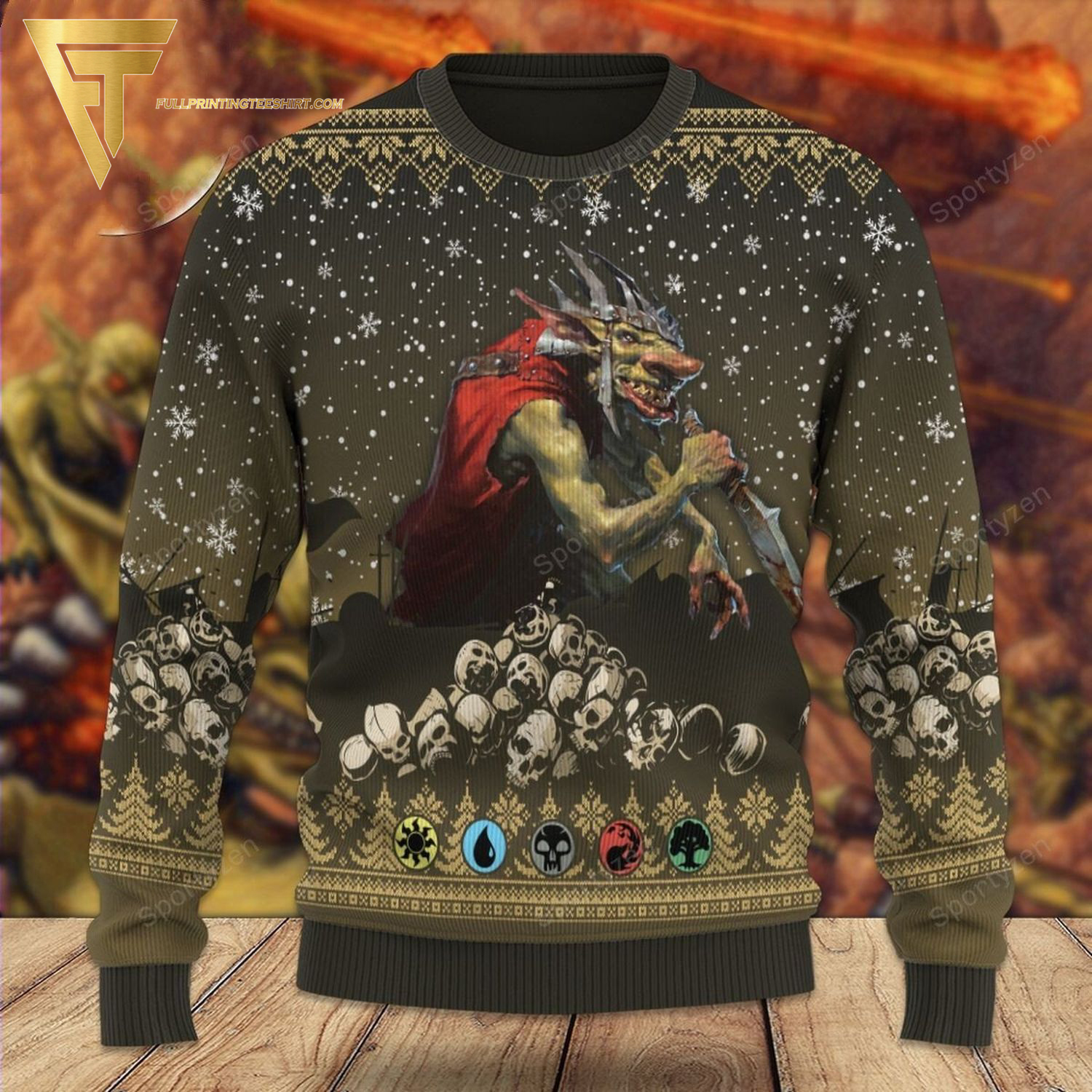 Game Magic The Gathering Krenko Mob Boss Ugly Christmas Sweater