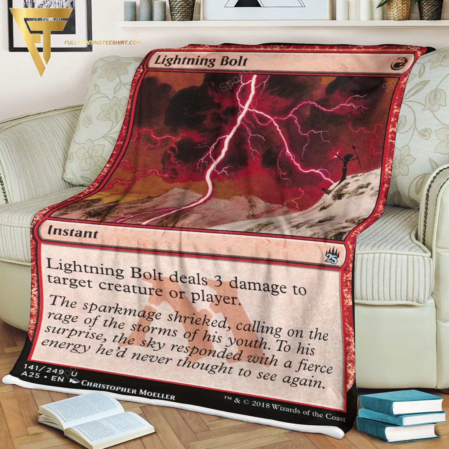 Game Magic The Gathering Lightning Bolt All Over Print Blanket