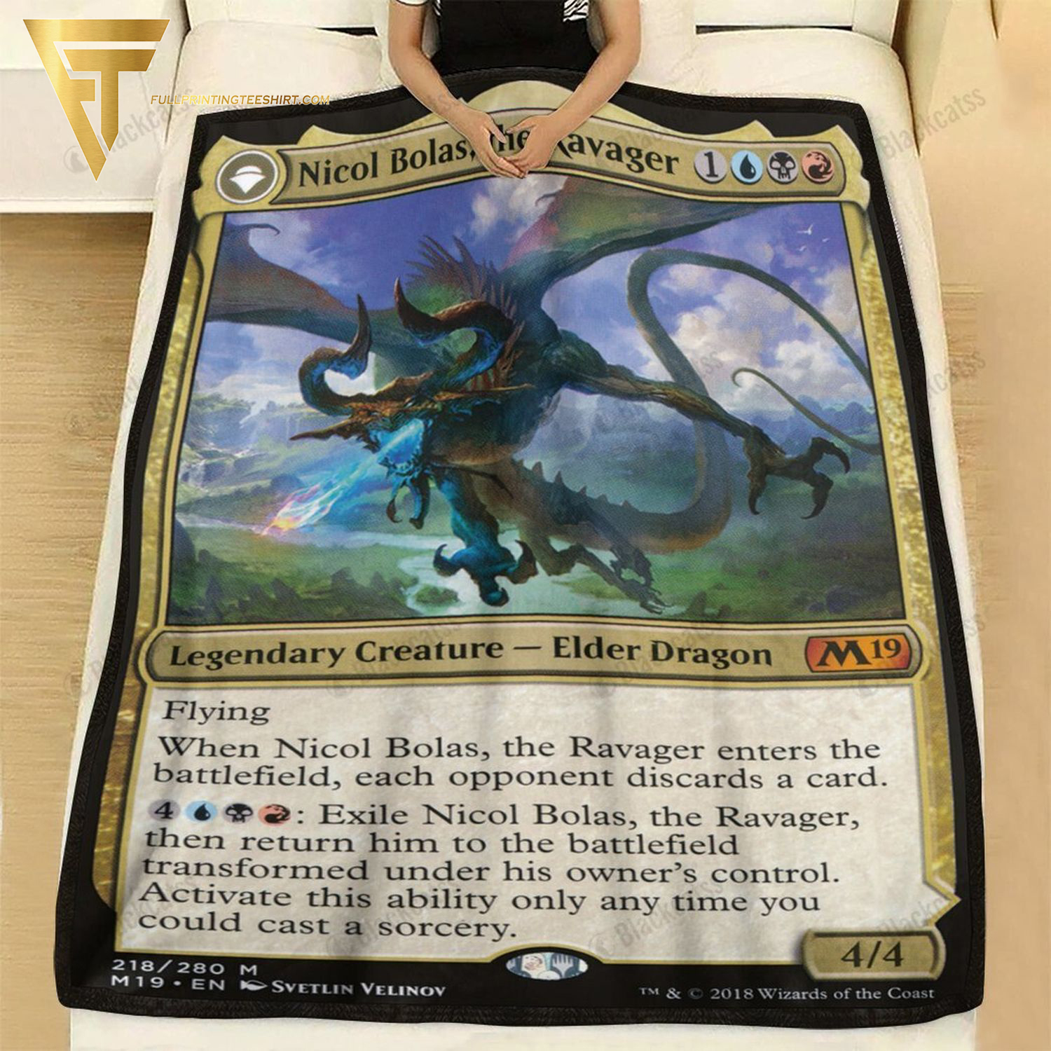 Game Magic The Gathering Nicol Bolas The Ravager All Over Print Blanket