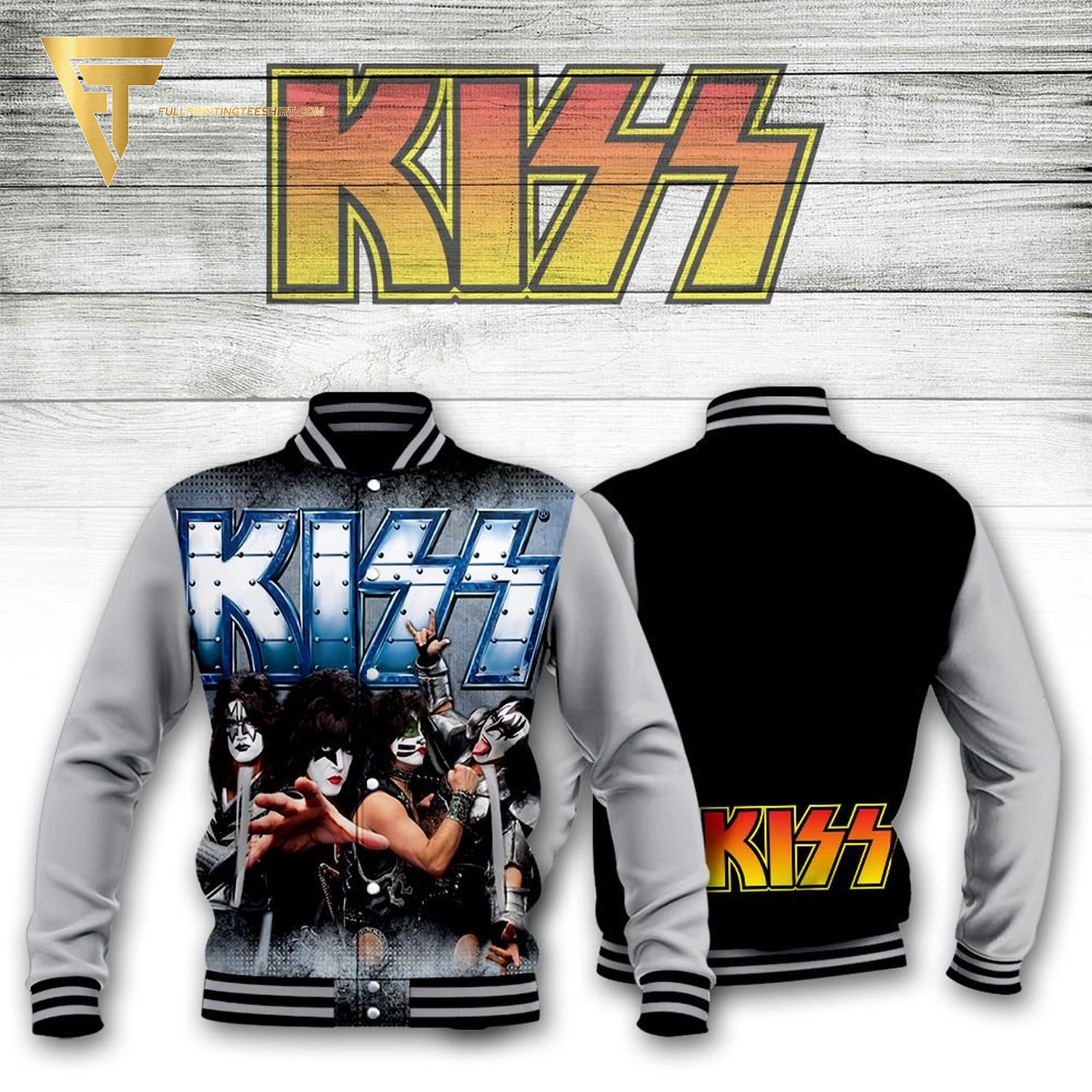 Kiss Rock Band Full Print Baseball Jacket