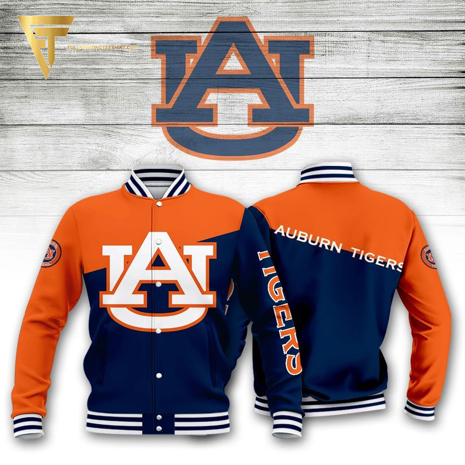 NCAA Auburn Tigers Full Print Baseball Jacket