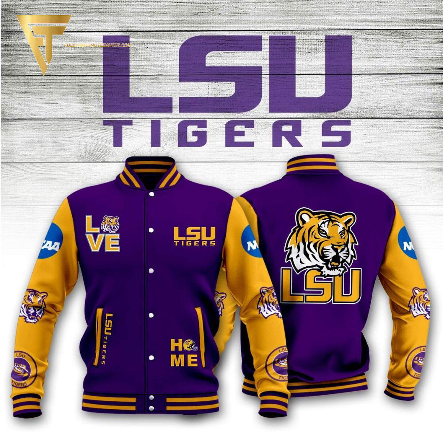 NCAA LSU Tigers Full Print Baseball Jacket