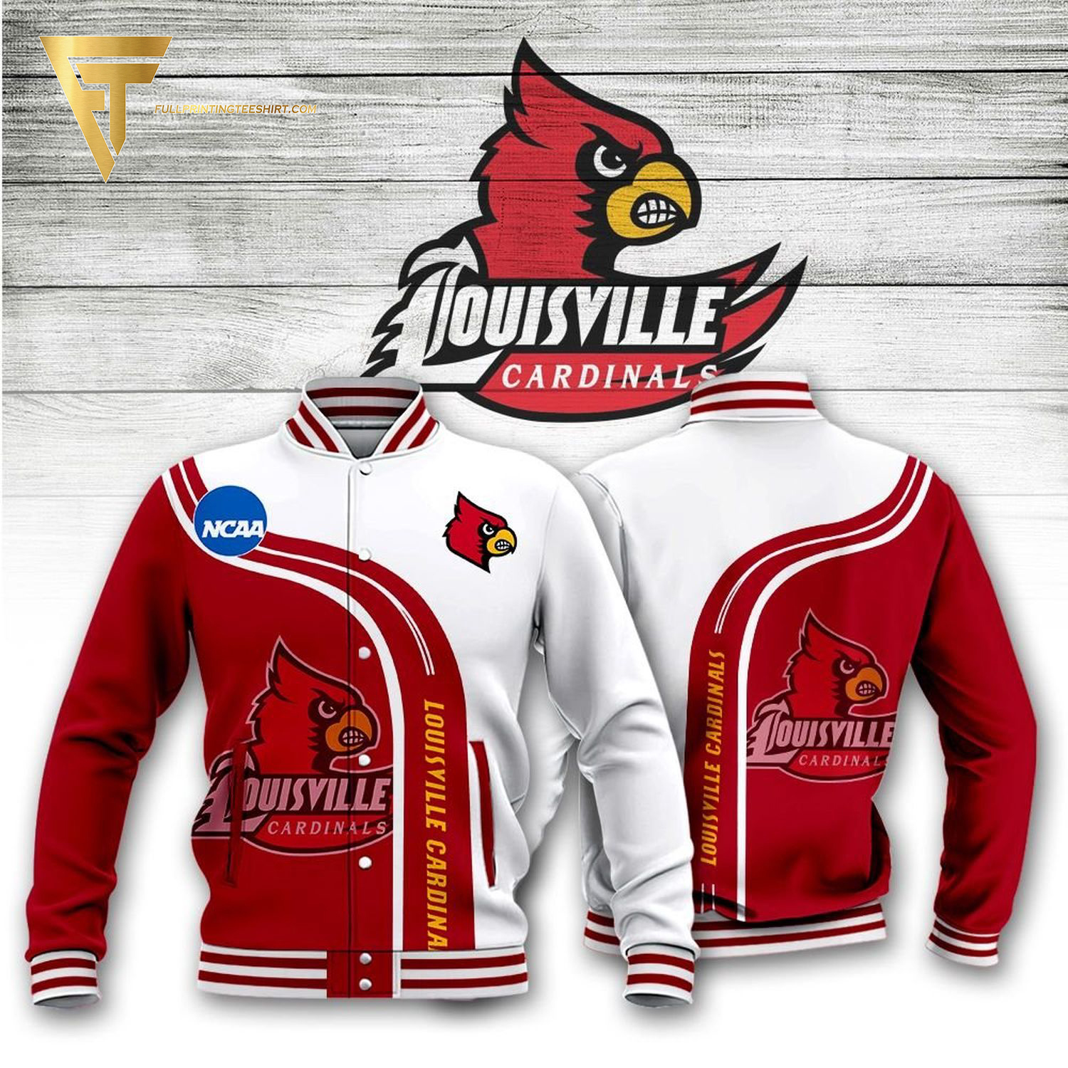 NCAA Louisville Cardinals Full Print Baseball Jacket