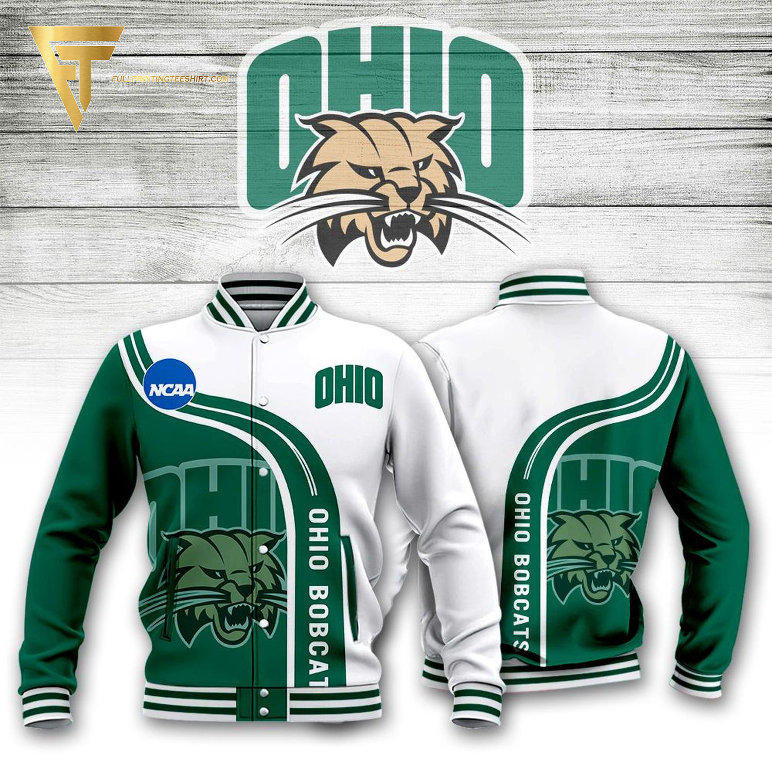 NCAA Ohio Bobcats Full Print Baseball Jacket