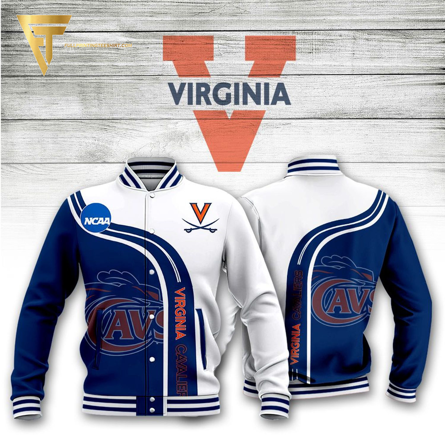 NCAA Virginia Cavaliers Full Print Baseball Jacket