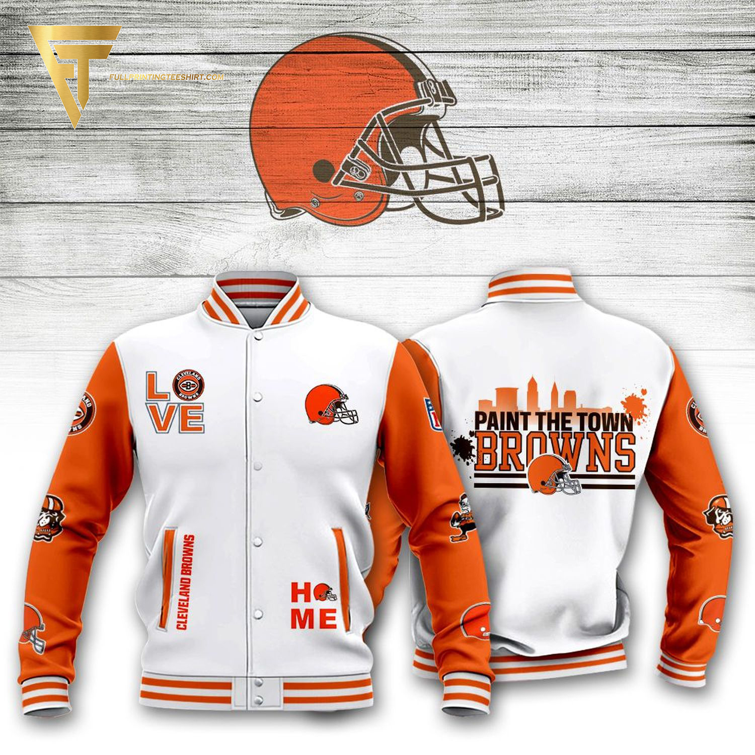 NFL Cleveland Browns Full Print Baseball Jacket