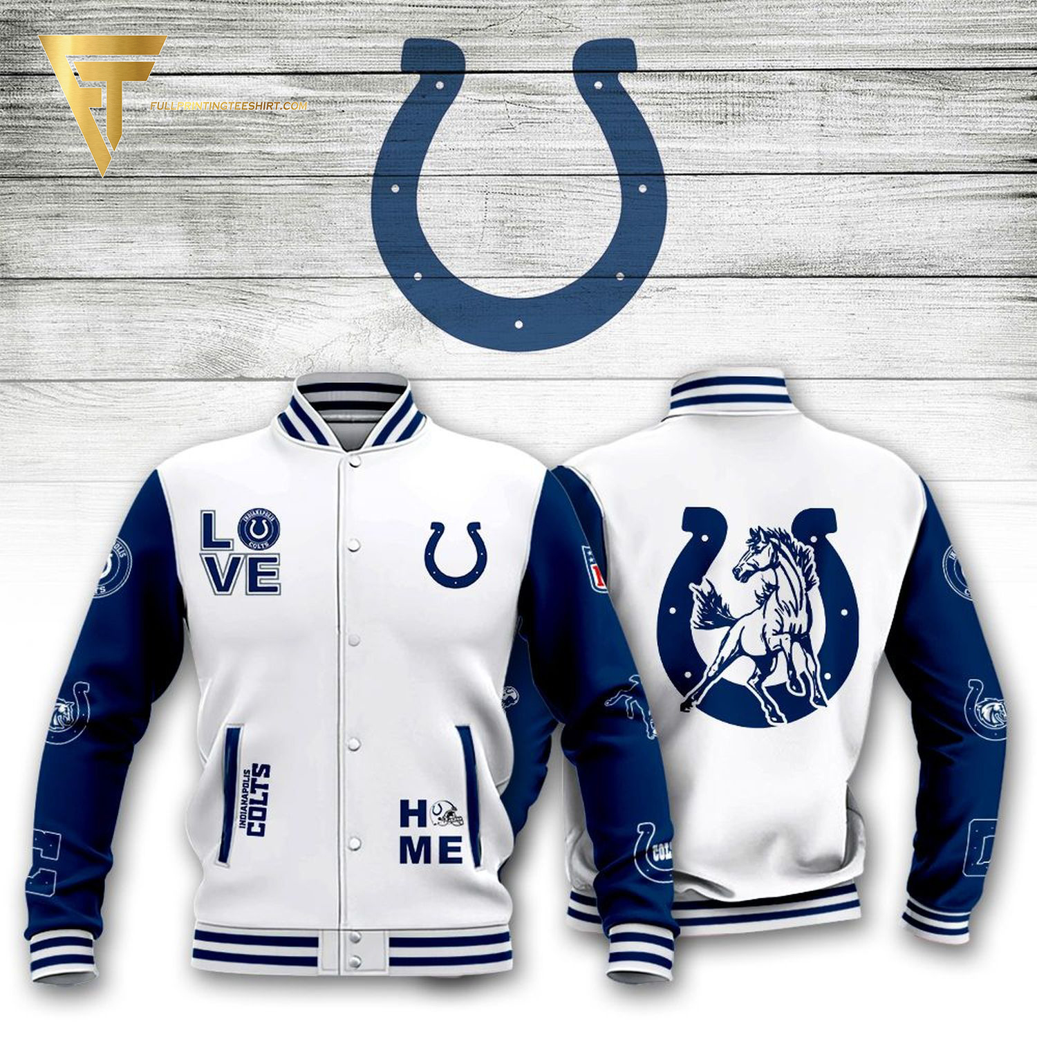 NFL Indianapolis Colts Full Print Baseball Jacket