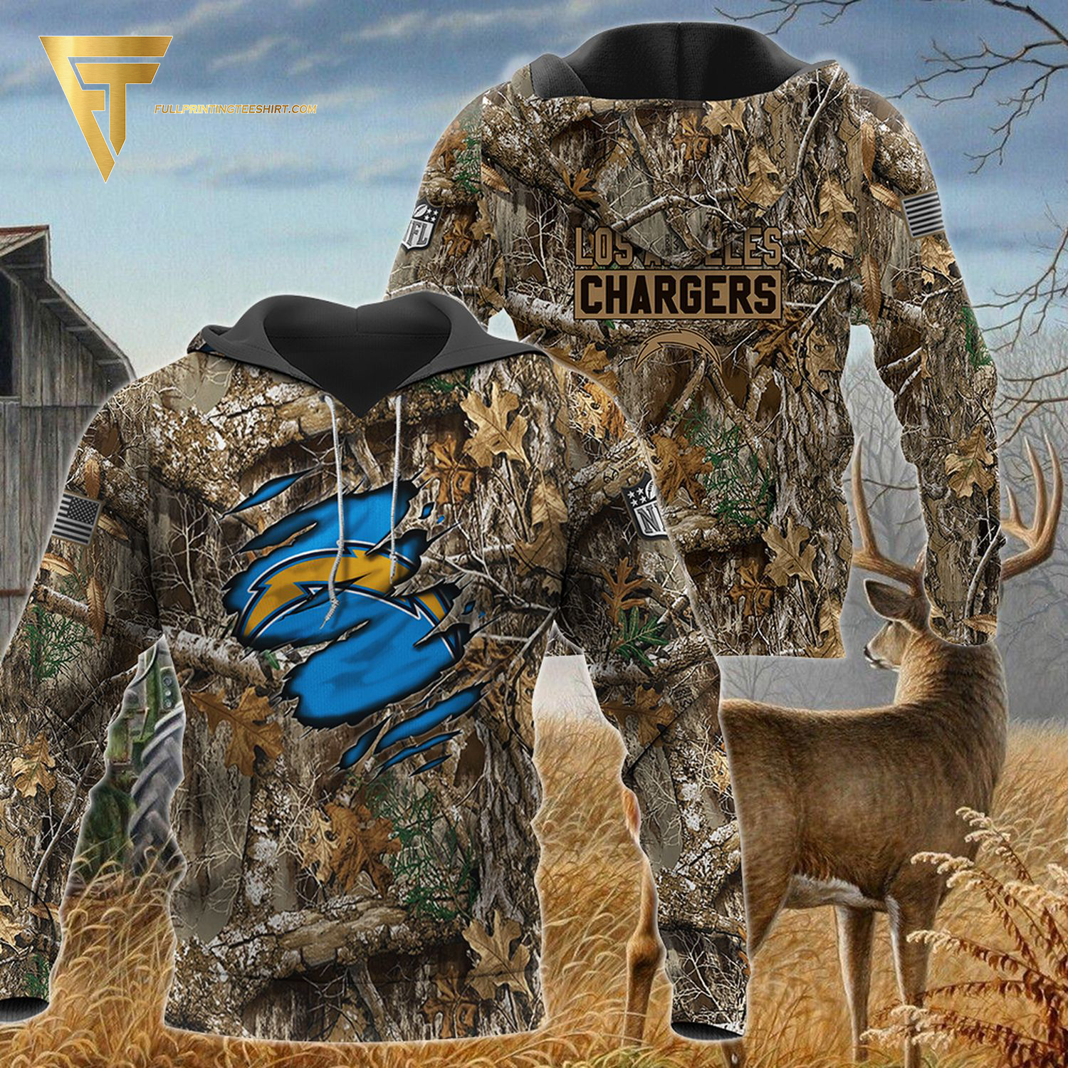 National Football League Los Angeles Chargers Hunting Shirt