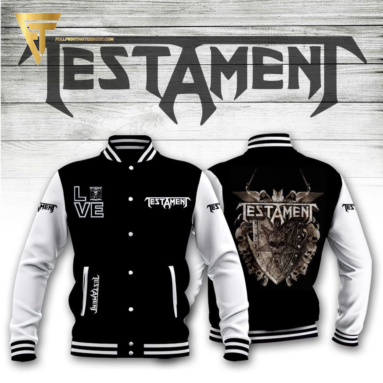 Testament Rock Band Full Print Baseball Jacket