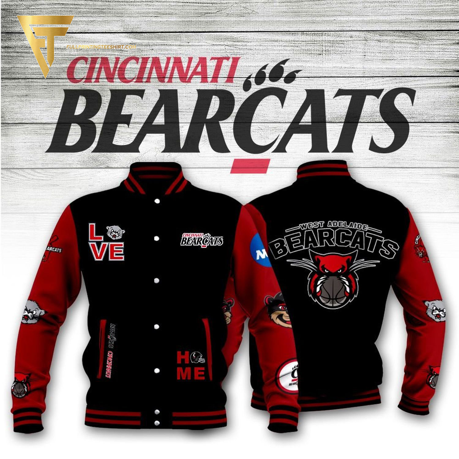 The Cincinnati Bearcats Full Print Baseball Jacket