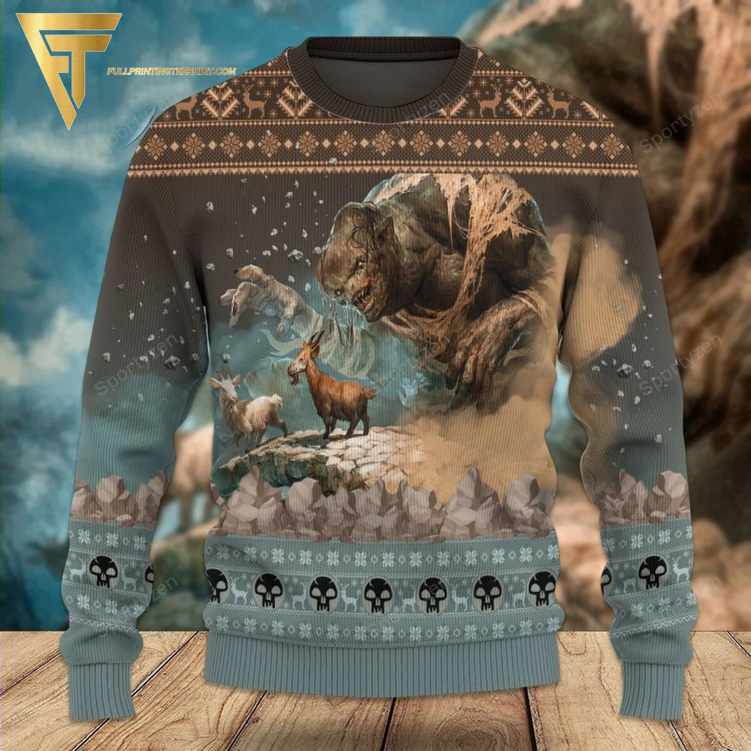 Game Magic The Gathering Clackbridge Troll Full Print Ugly Christmas Sweater