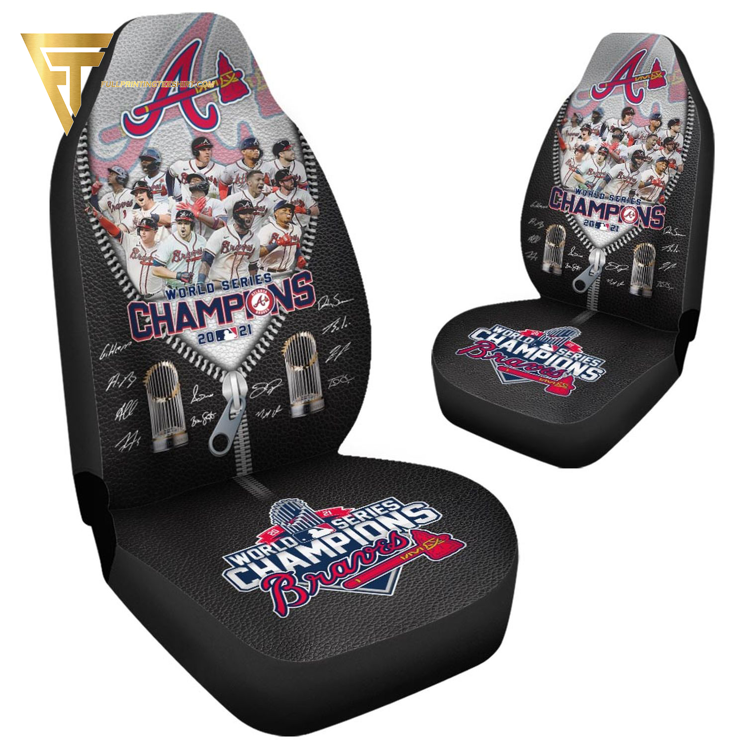 Atlanta Braves 2021 World Series Champions Signatures Car Seat