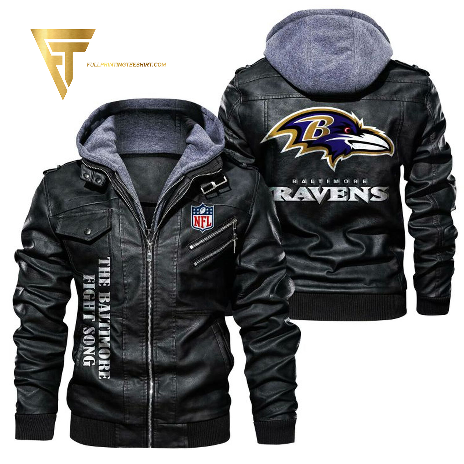 Baltimore Ravens Football Team Full Print Leather Jacket