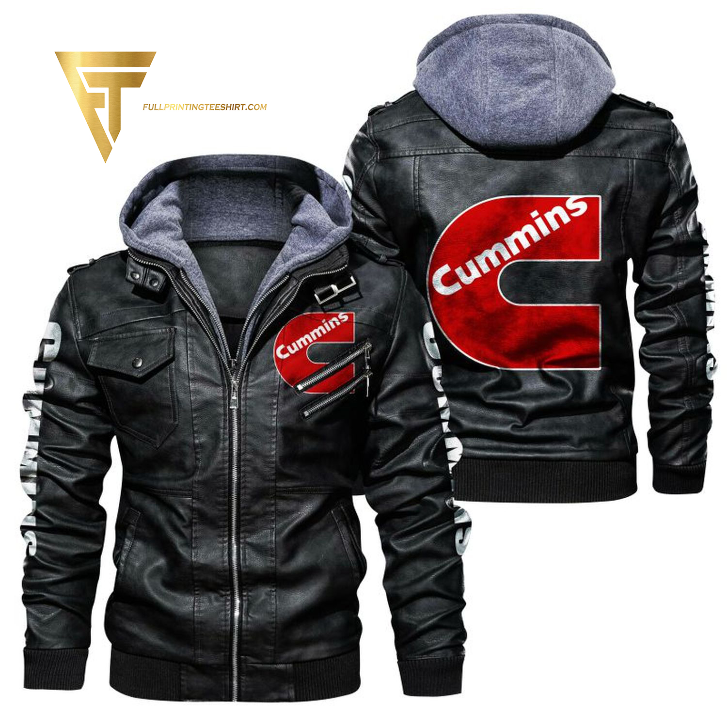 Cummins Company Full Print Leather Jacket