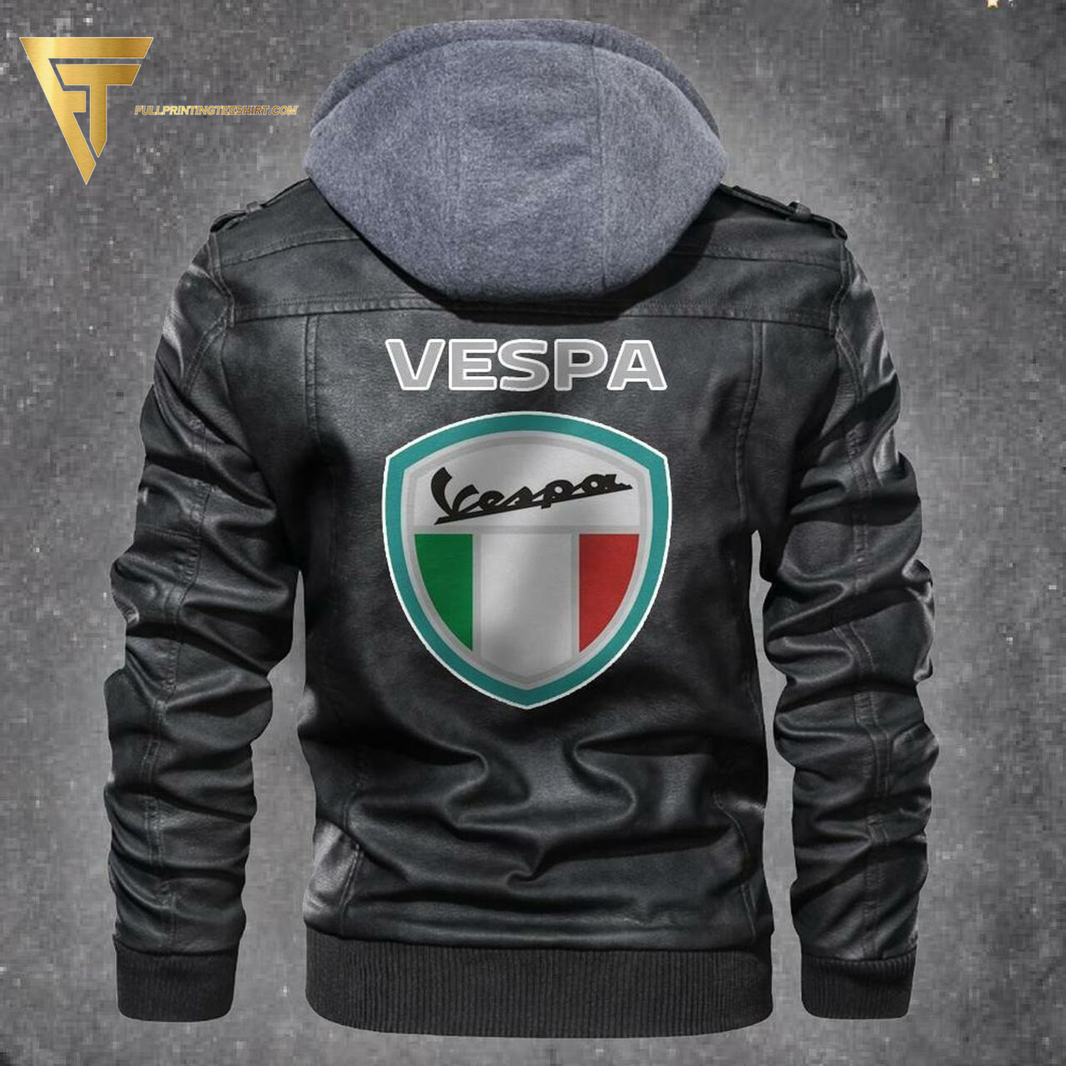 Vespa Motorcycle Symbol Leather Jacket