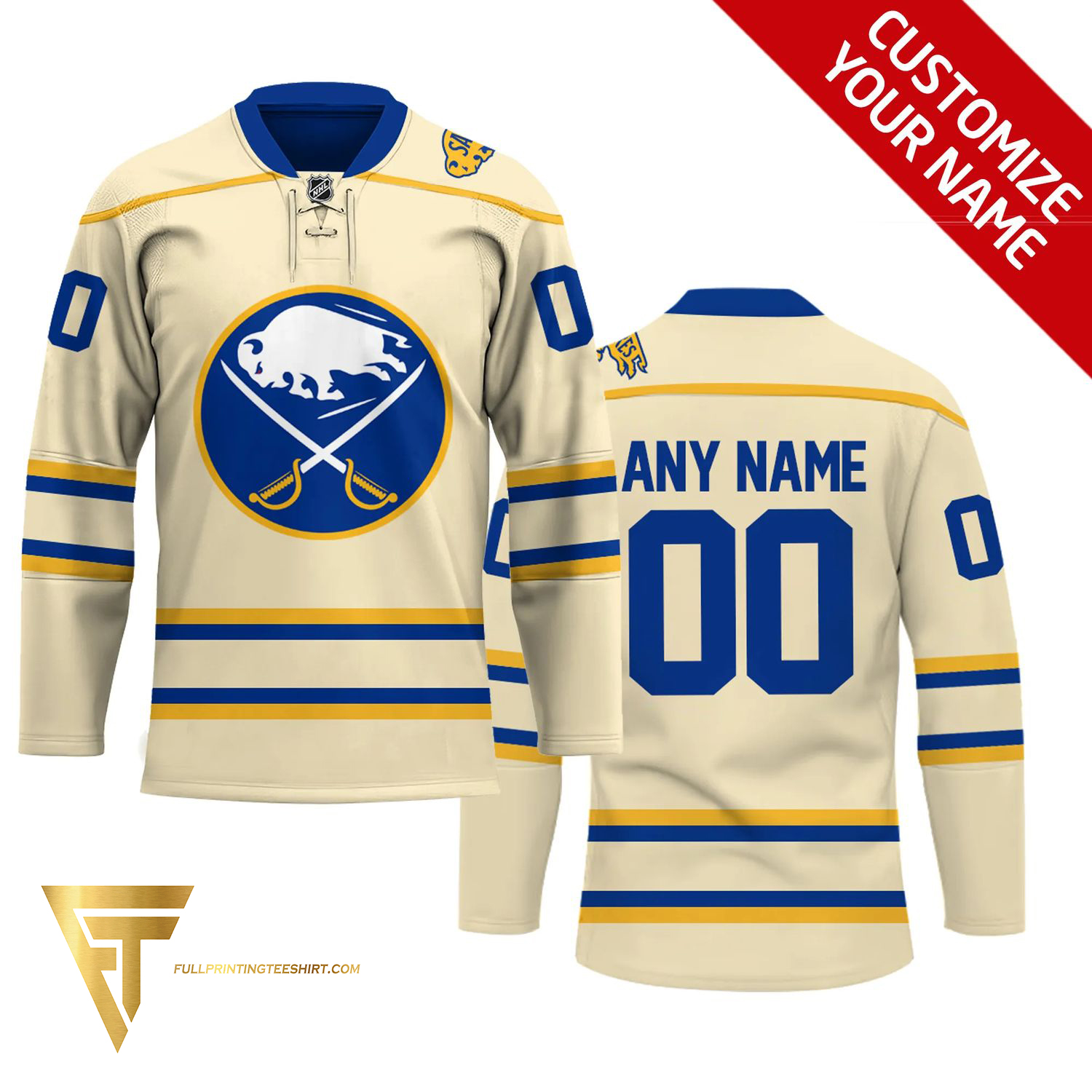 Top-selling item] Custom NHL Buffalo Sabres Cream Version Hockey Jersey