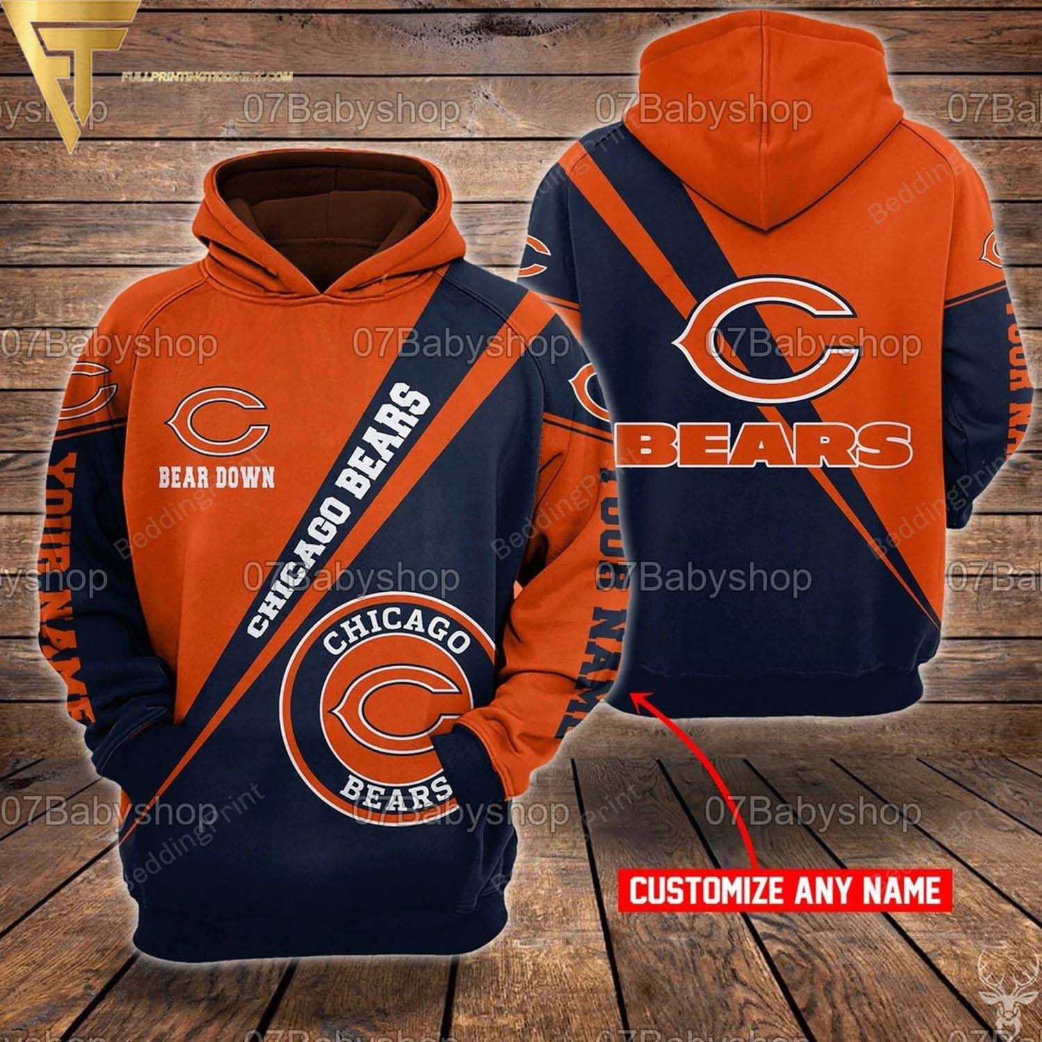 Chicago Bears. digital print sublimation Hoodies Sweatshirt zipper
