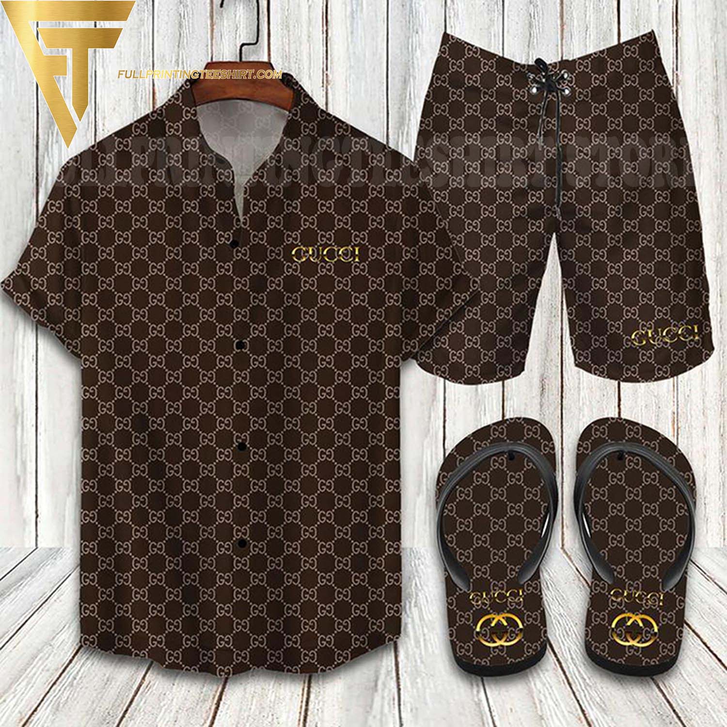 Louis Vuitton X Wu-Tang Clan Logo Pattern Brown Button-Up Shirt