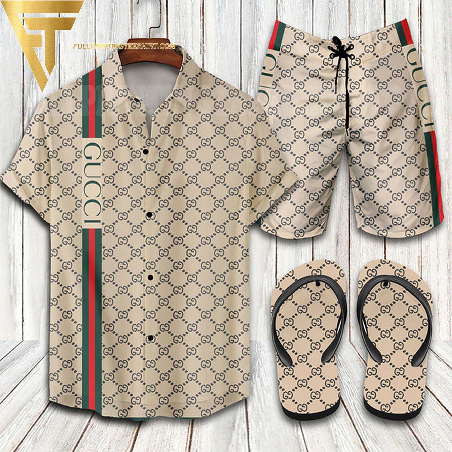 Fashionable exotic attire Louis Vuitton Logo Pattern Hawaiian Shirt And  Short Set - Freedomdesign