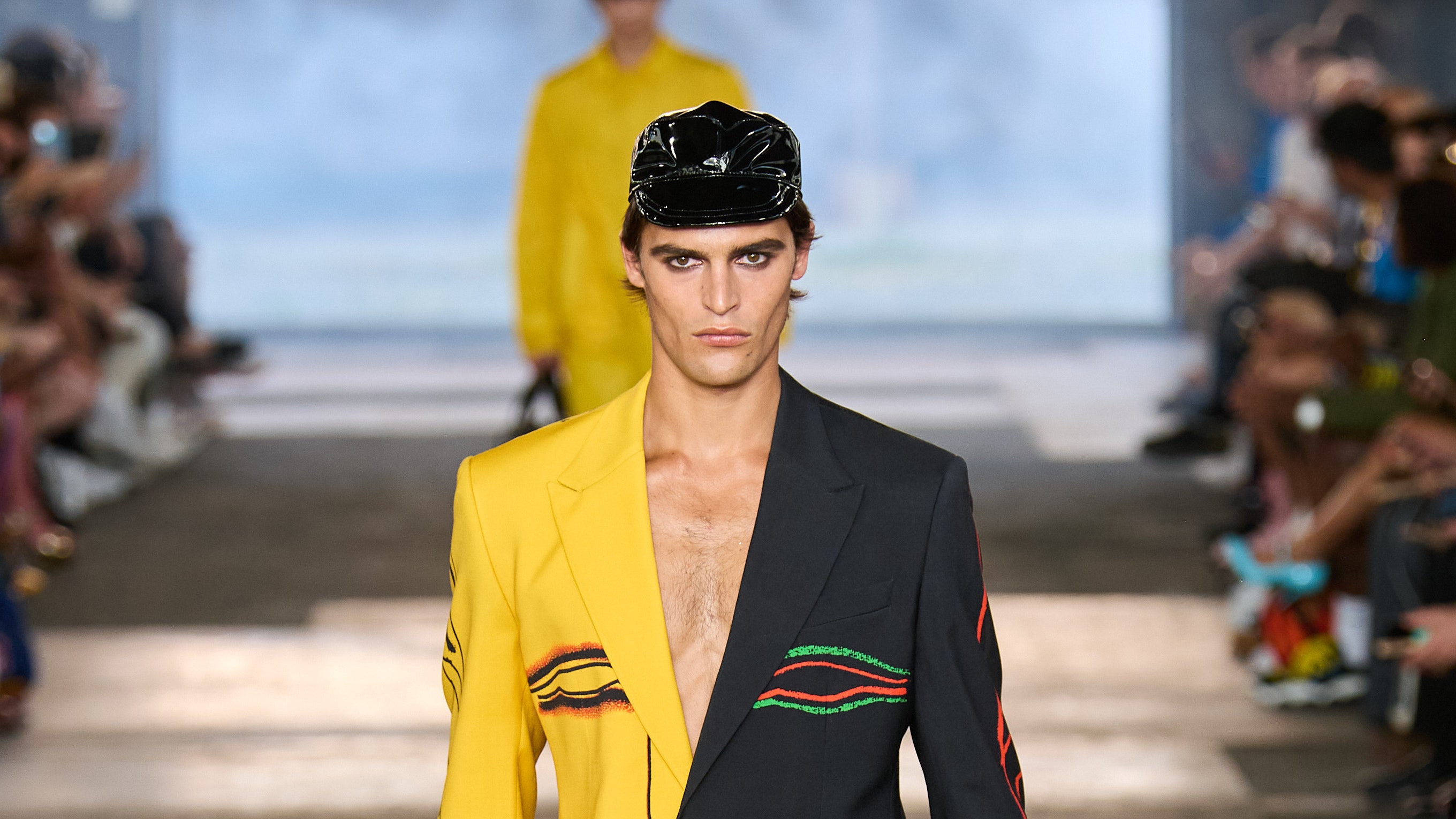 Moschino spring summer men's collection 2023 punk-militaristic inspiration challenges all gender norms
