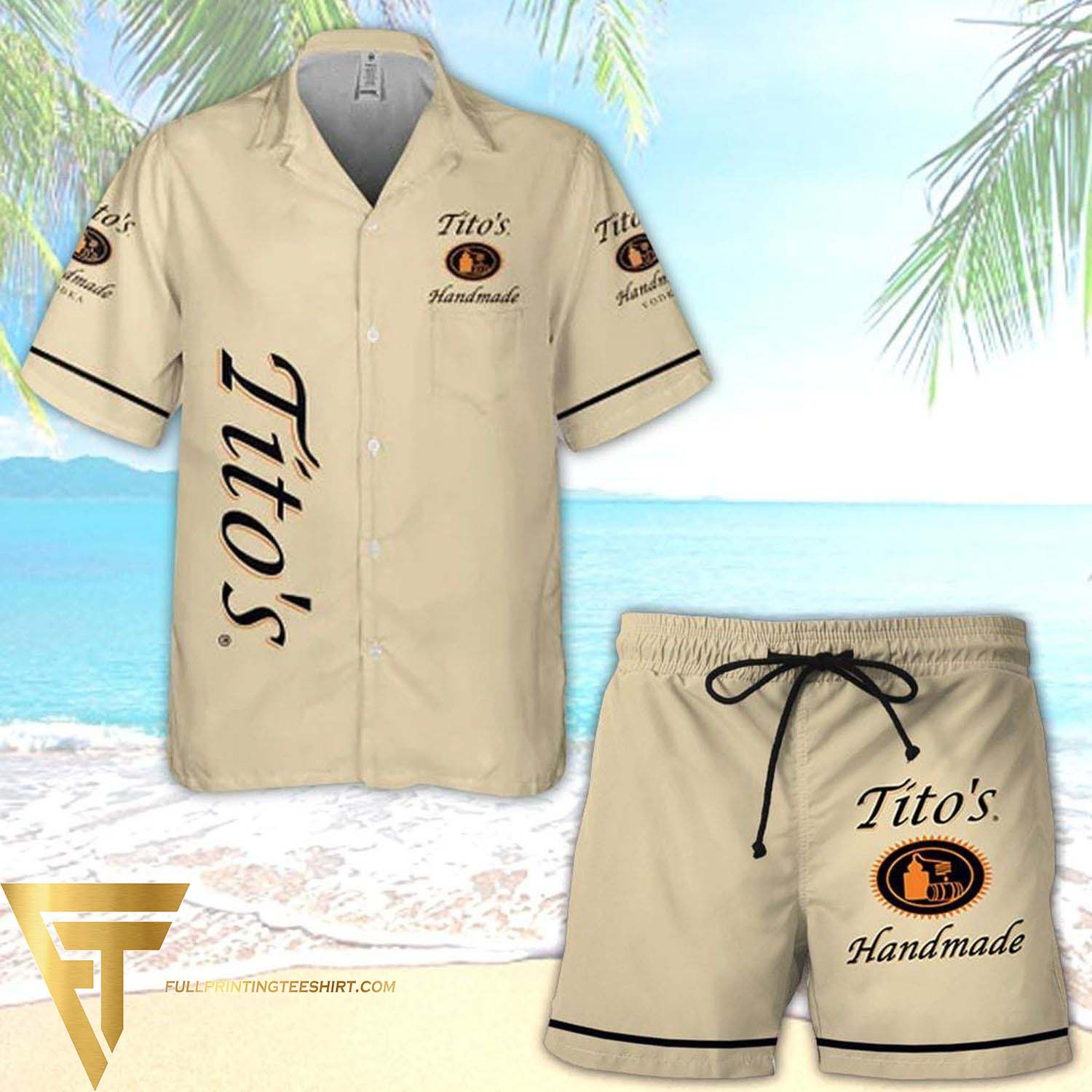 Tito's HAndmade Vodka All Over Print Summer Combo Hawaiian Shirt And Beach Shorts