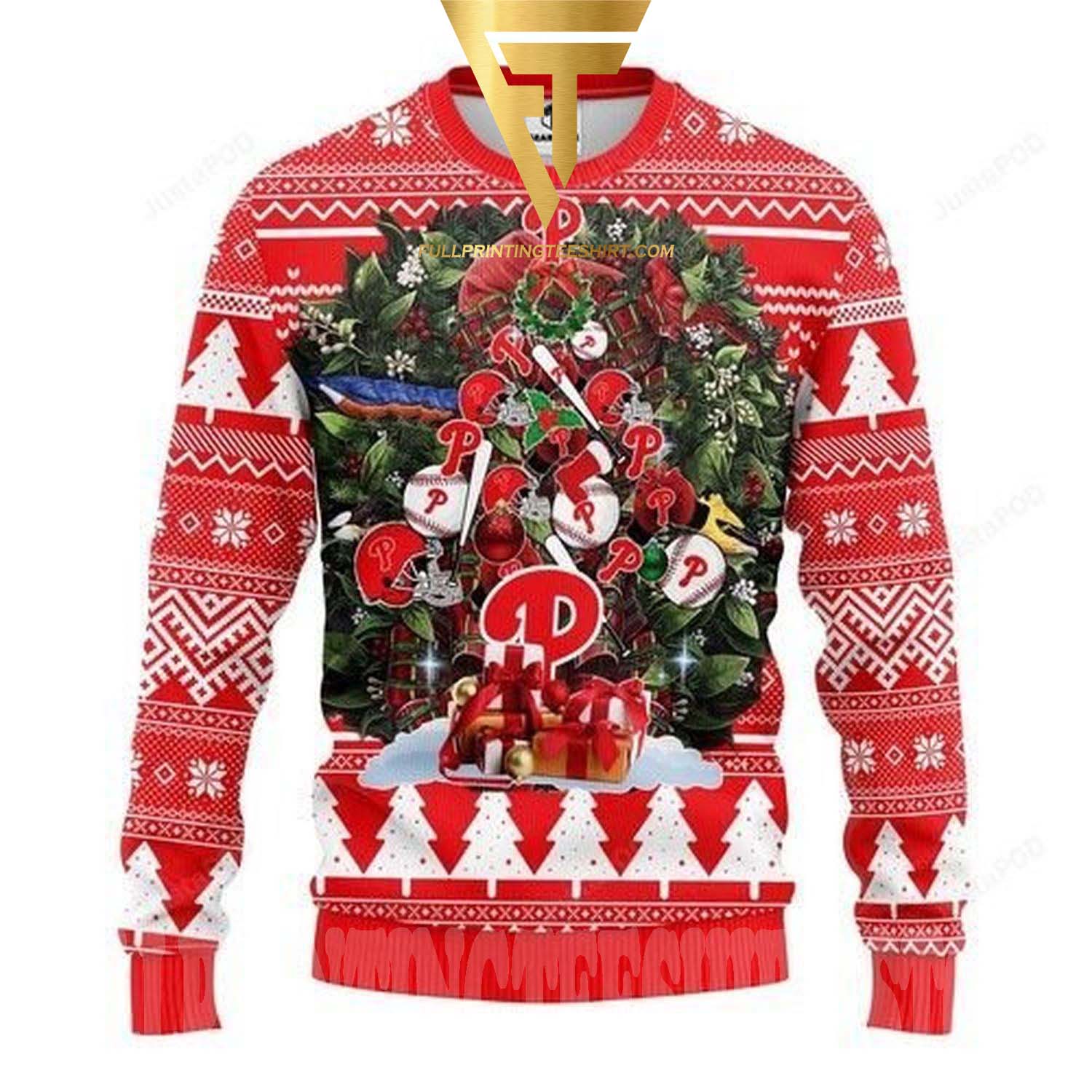 MLB Philadelphia Phillies Christmas Tree Ugly Christmas Sweater