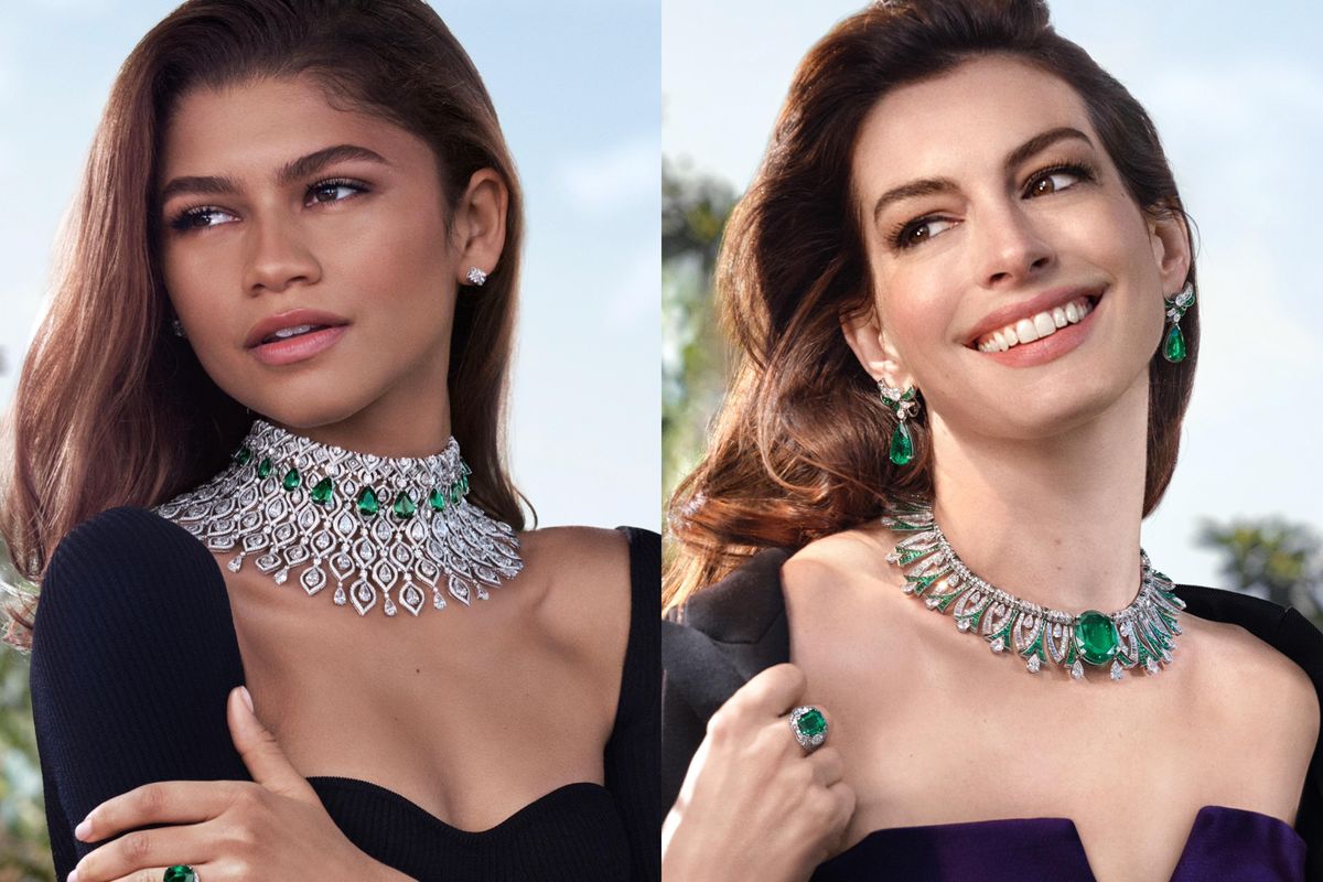 Anne hathaway shines with high jewelery collection by bvlgari
