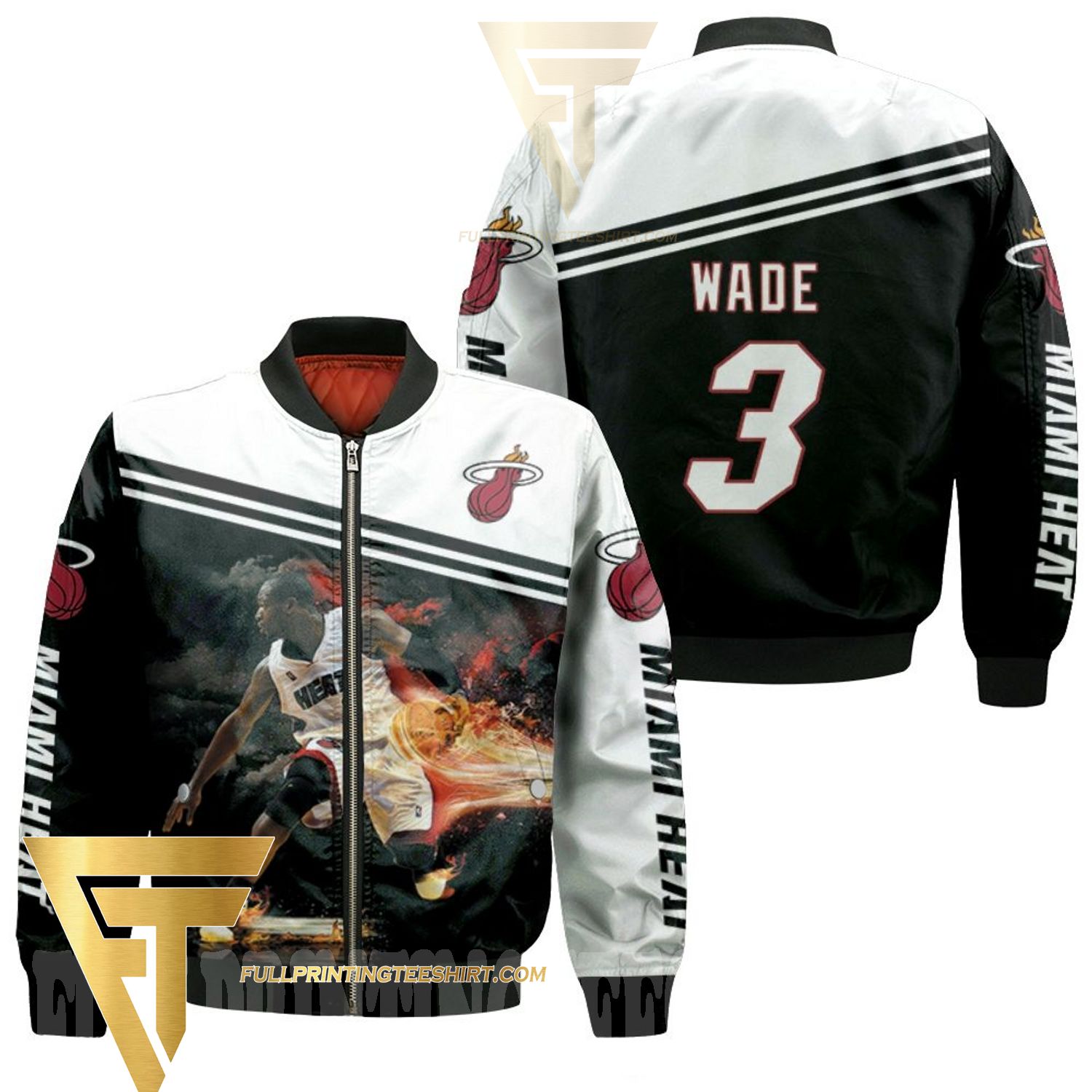 Bomber Varsity Black Miami Heat Leather Jacket - Jacket Makers