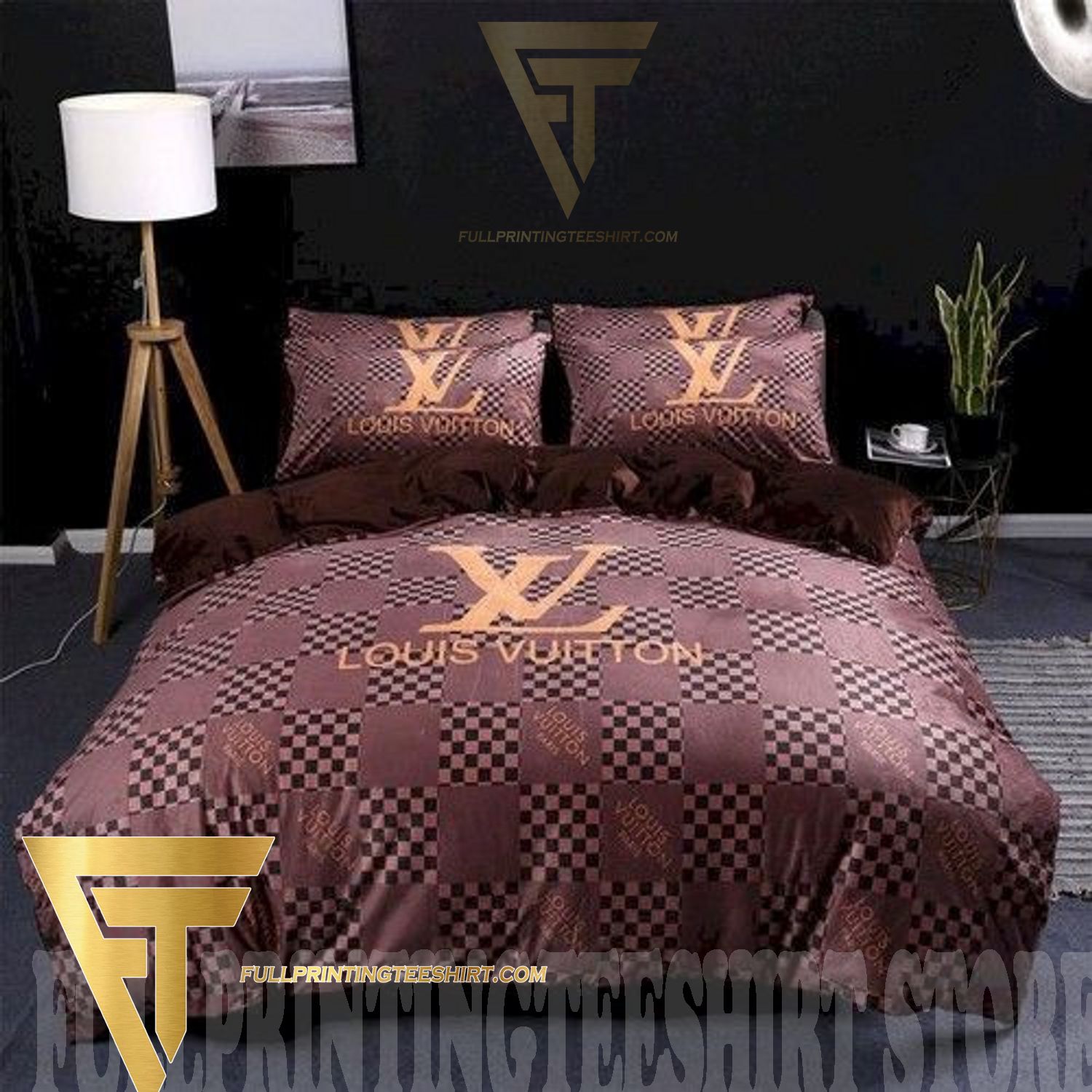 Louis Vuitton Brown Monogram Comforter Bedding Set - REVER LAVIE