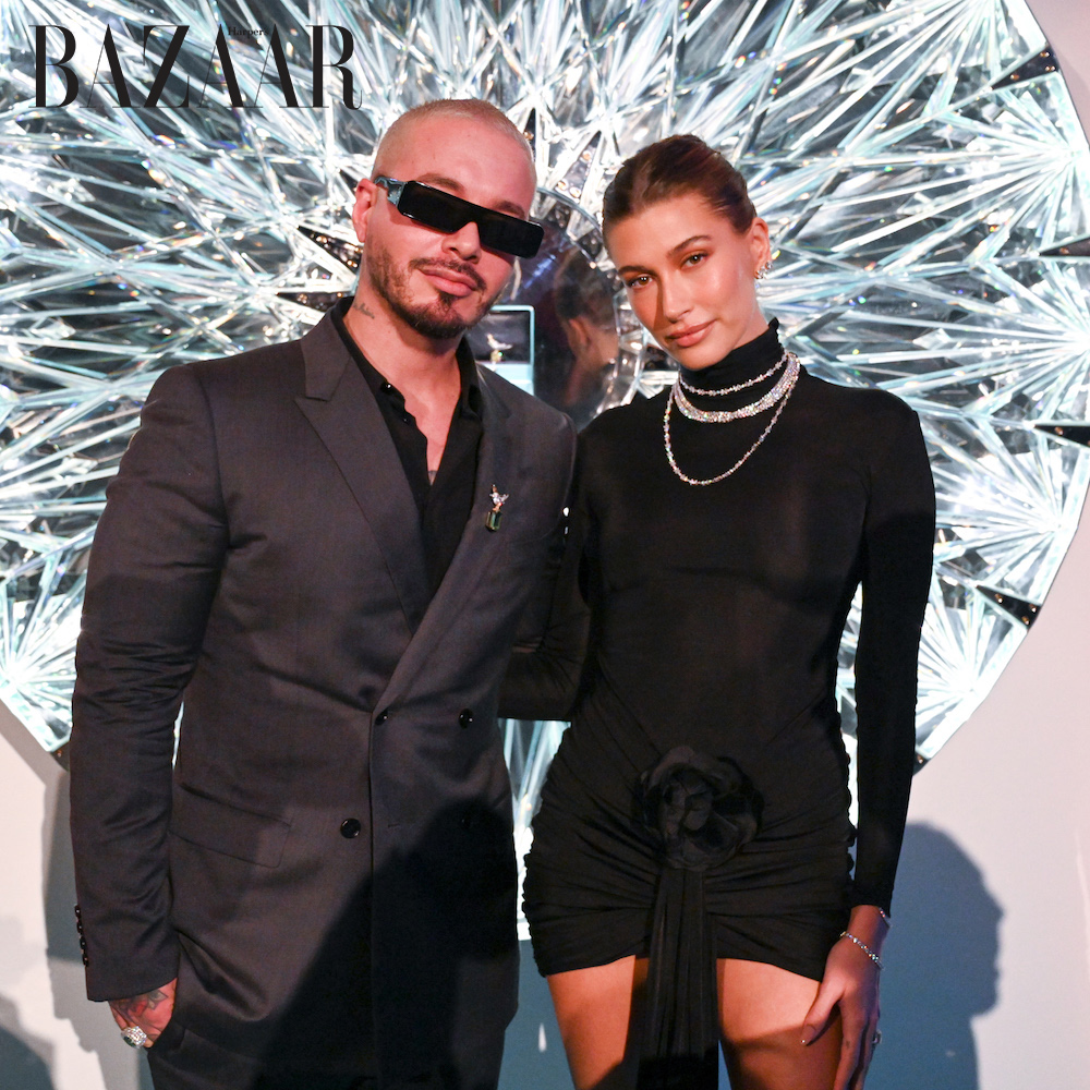 Hailey Bieber, J Balvin attend tiffany & co's pop-up grand opening in Miami