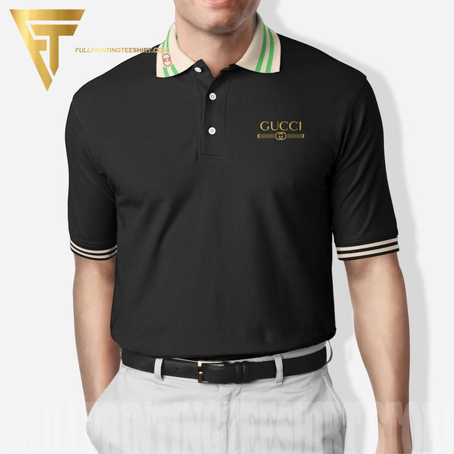 Gucci Monogram Polo Shirt in Black for Men