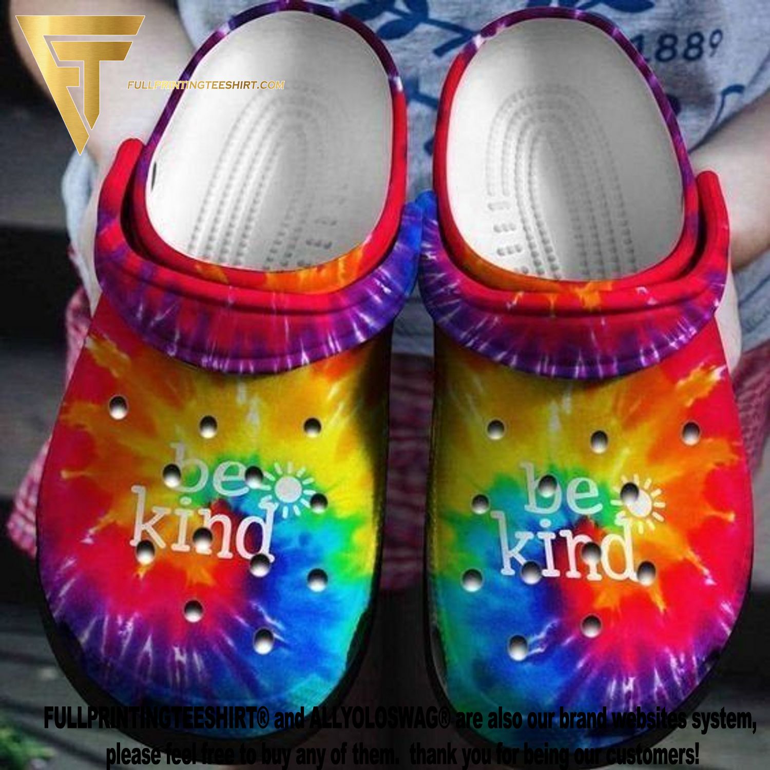 Uitsluiten ethiek Kwestie Top-selling Item] Be Kind Tie Dye Cool Full Printing Crocs Classic