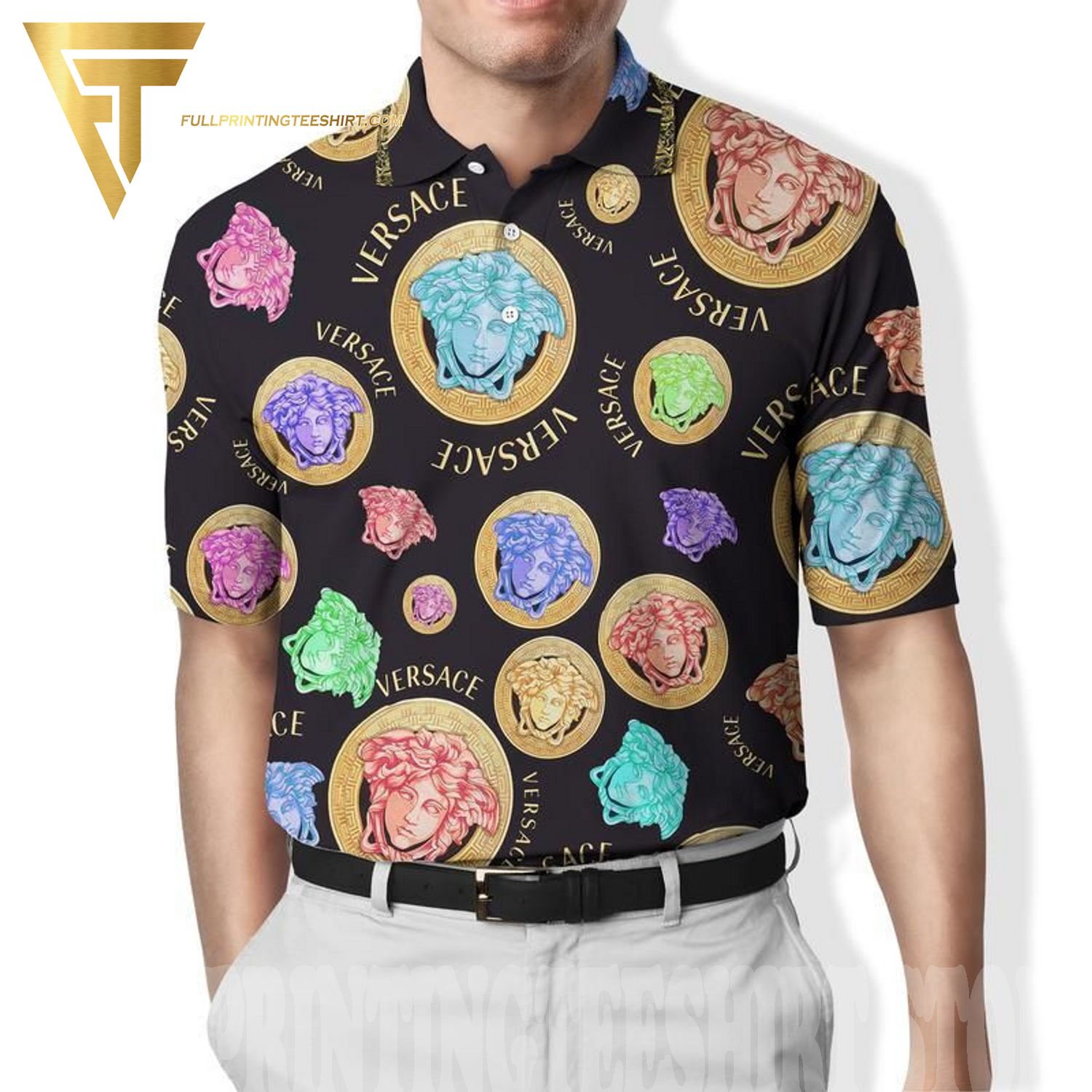 Top-selling Item] Versace Monogram Classic New Outfit Full Printed Polo  Shirt