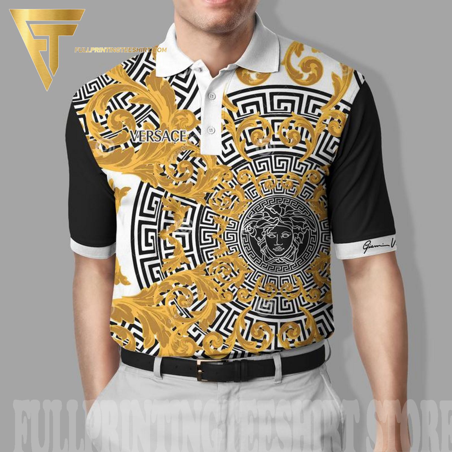 Top-selling Item] Versace New Outfit Full Printed Polo Shirt