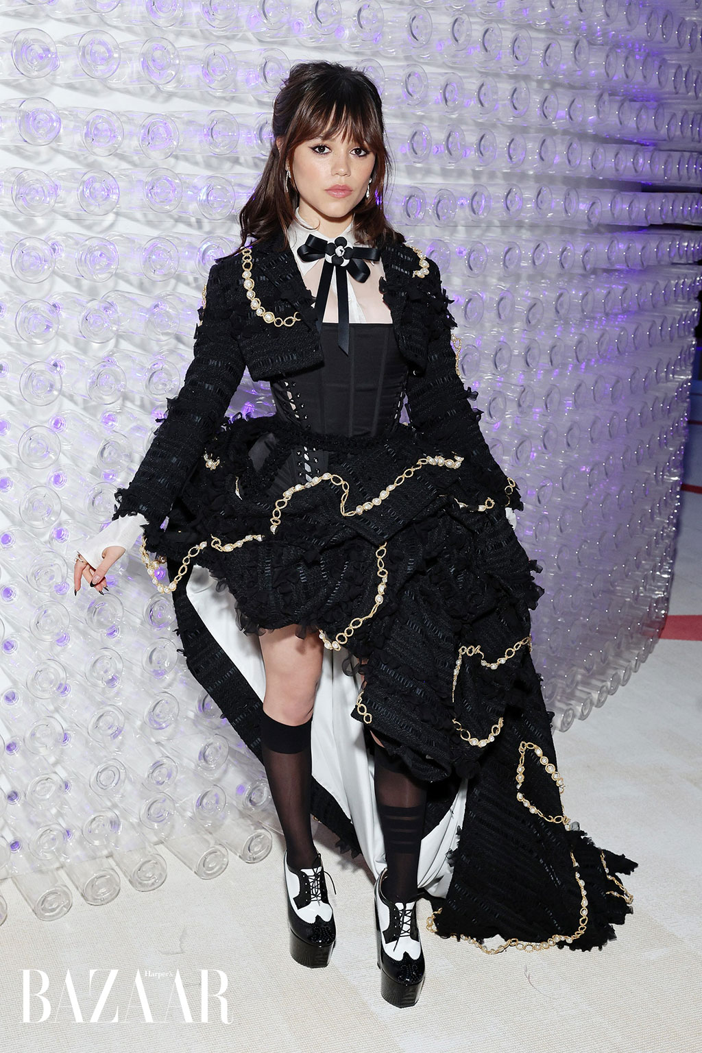 Jenna ortega combines Karl Lagerfeld and Wednesday on the met gala red carpet