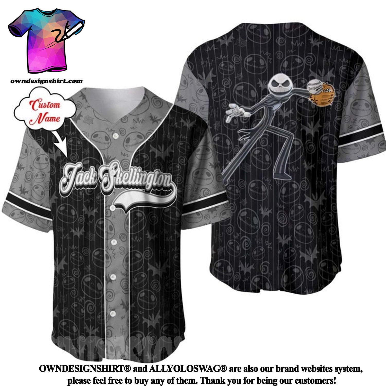  Custom Pinstripe Baseball Jersey (Small, Black