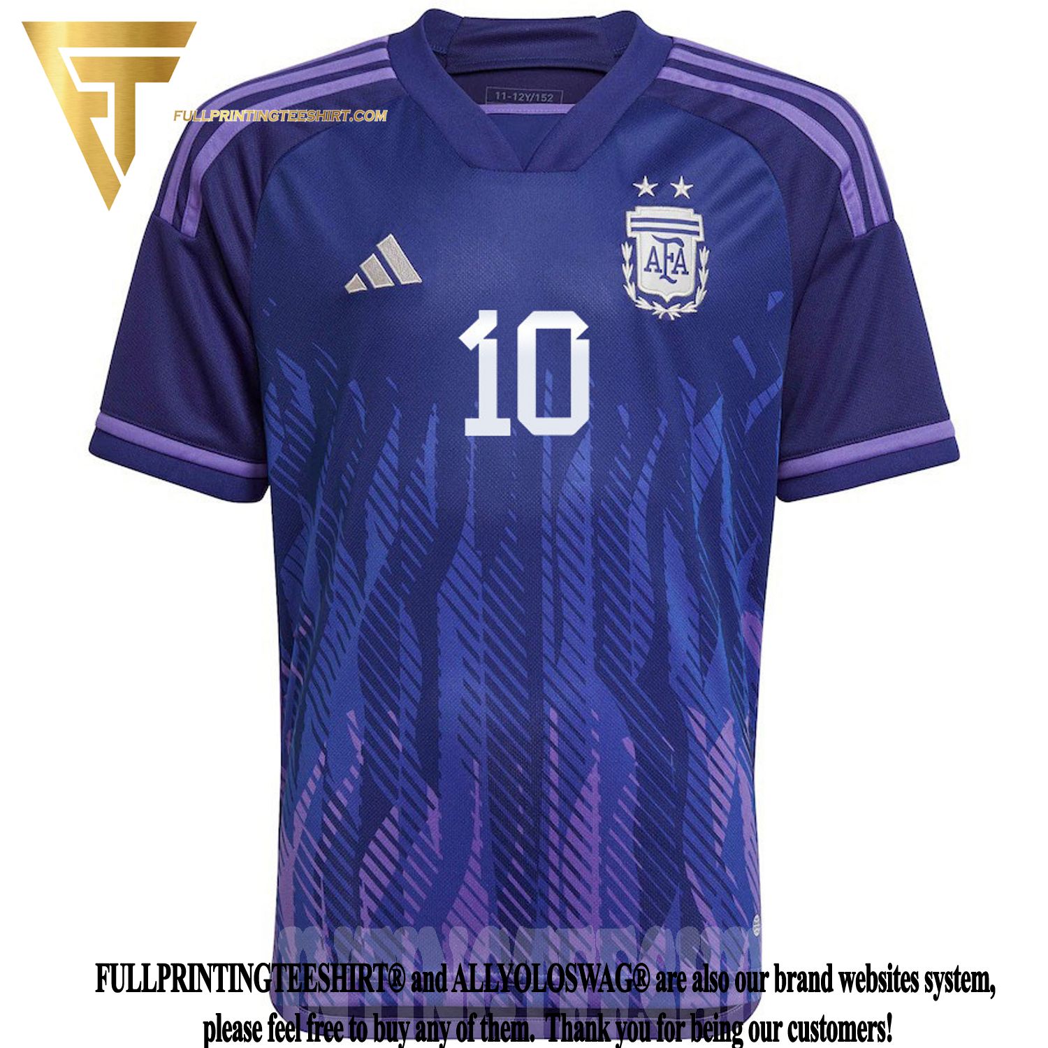 Top-selling Item] Argentina National Team 2022-23 Qatar World Cup Lionel  Messi 10 Away Youth 3D Unisex Jersey - Dark Blue And Light Purple